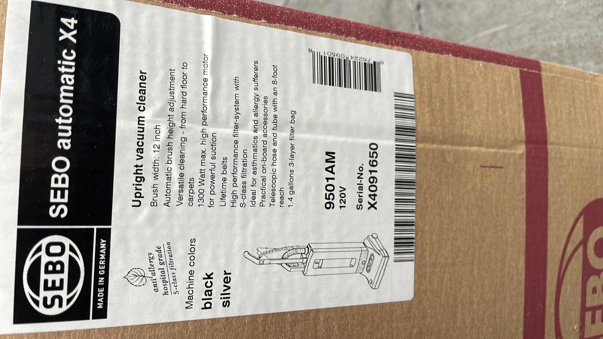 Photo 1 of SEBO AUTOMATIC X4 UPRIGHT VACUUM CLEANER