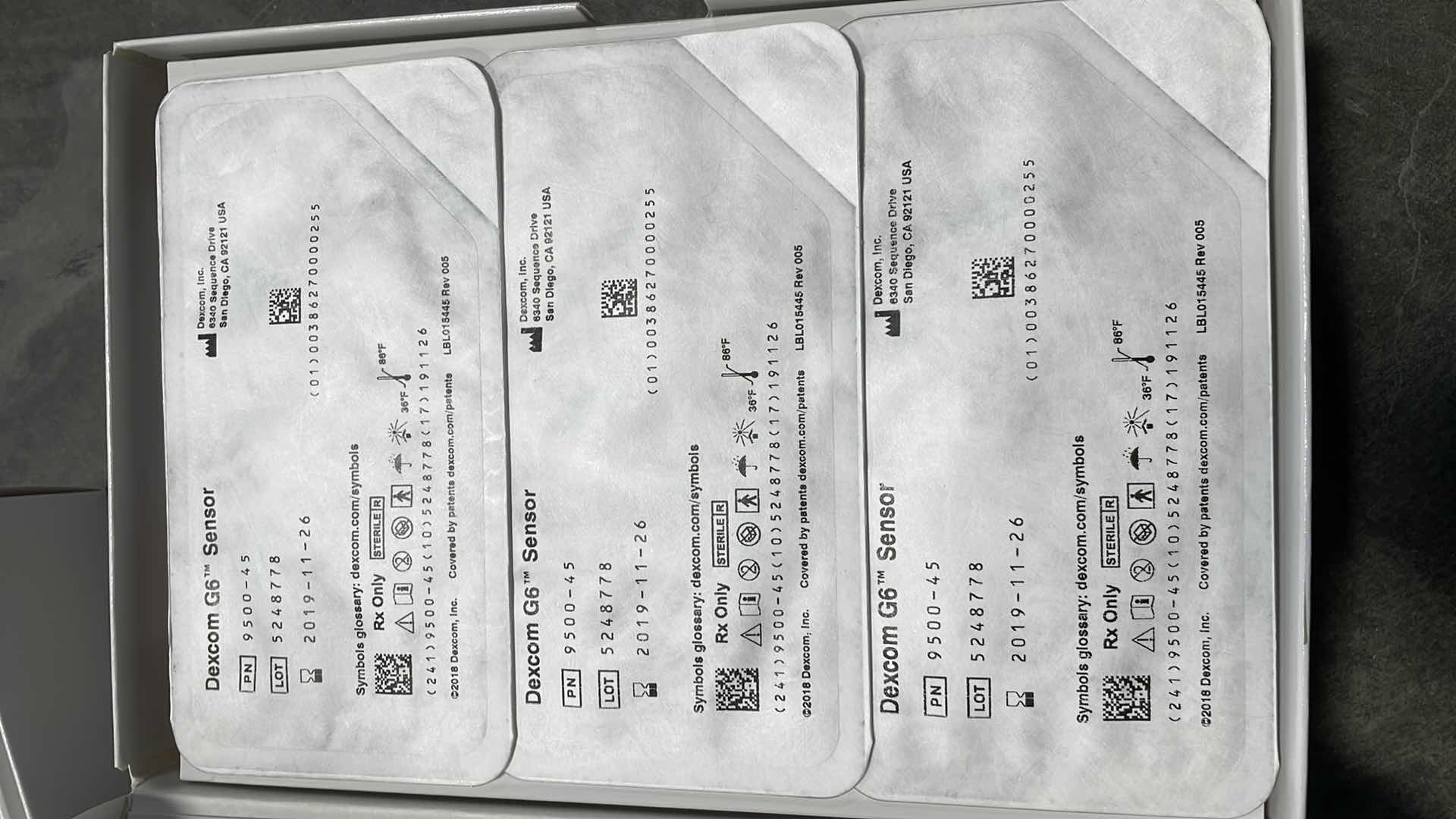 Photo 1 of DEXCOM G SENSORS (6) EXP 11/29/19