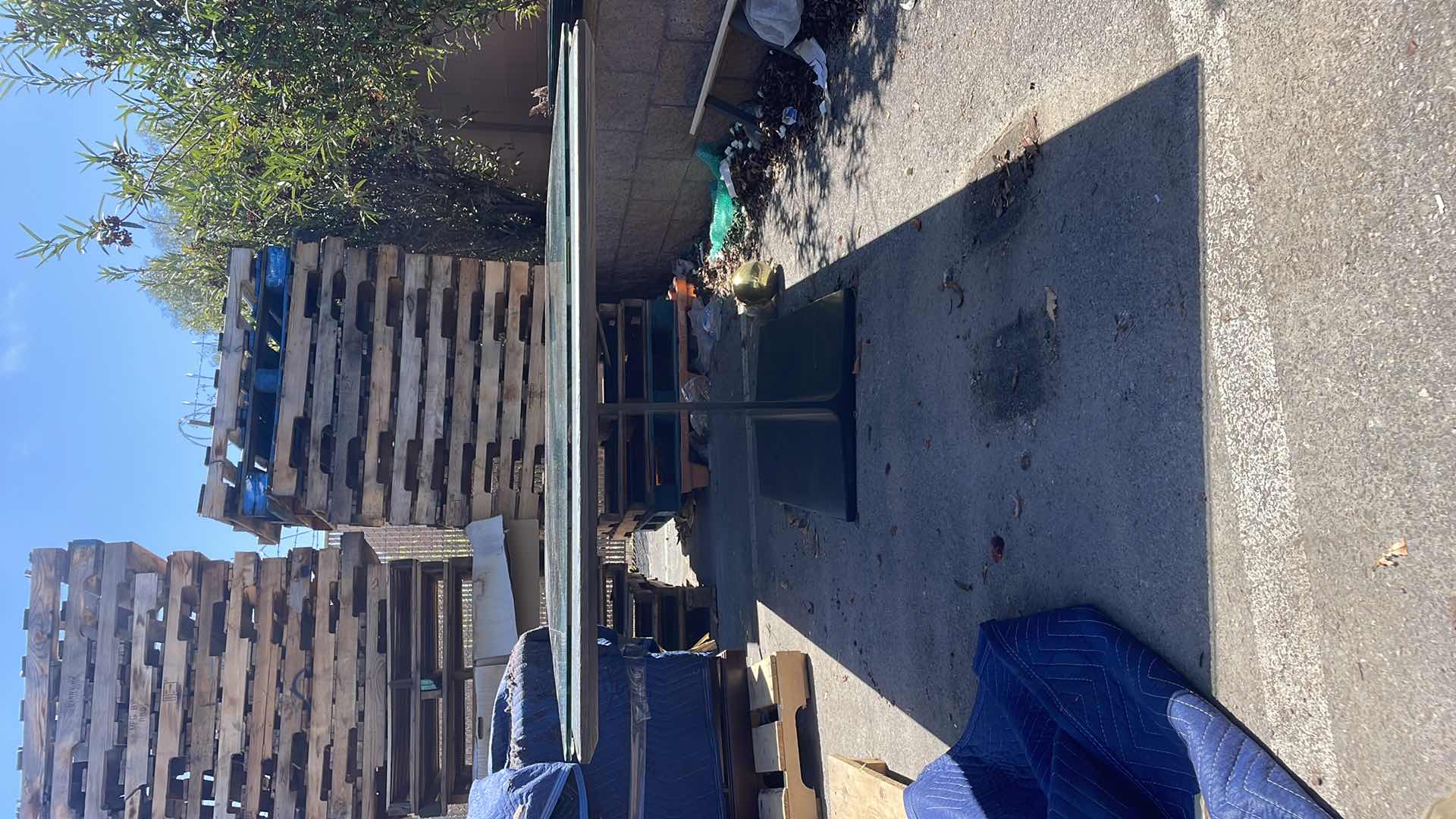 Photo 1 of GLASS TOP STAINED OAK TABLE 120” x 42” x 31”