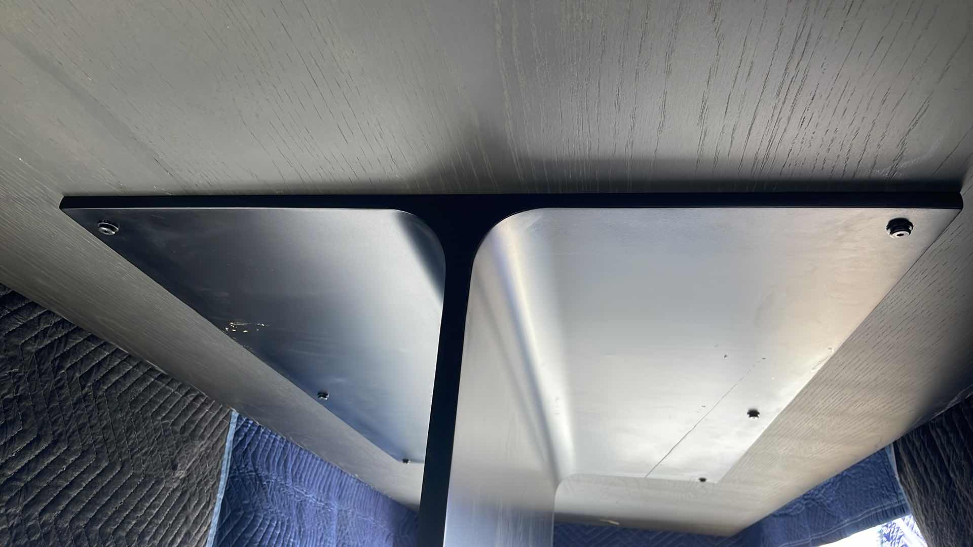 Photo 1 of GLASS TOP STAINED OAK TABLE 120” x 42” x 31”