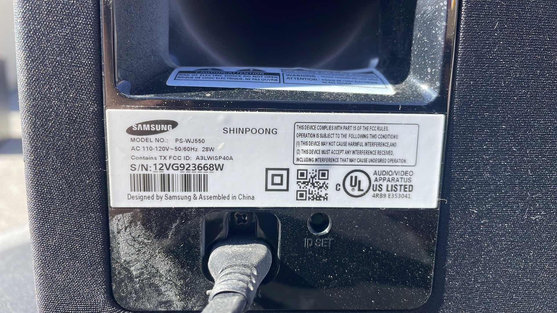 Photo 1 of SAMSUNG PS-WJ550 WIRELESS SUBWOOFER & POWER CORD ONLY NO SOUNDBAR