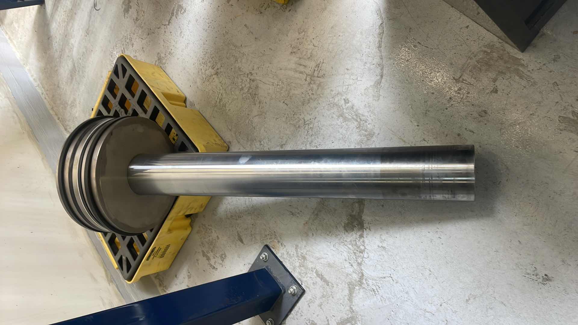 Photo 1 of CHUNK OF STAINLESS STEEL EXTREMELY HEAVY TOP IS 5” DIAMETER X 36-1/2” BASE IS ABOUT 14” DIAMETER X 6”