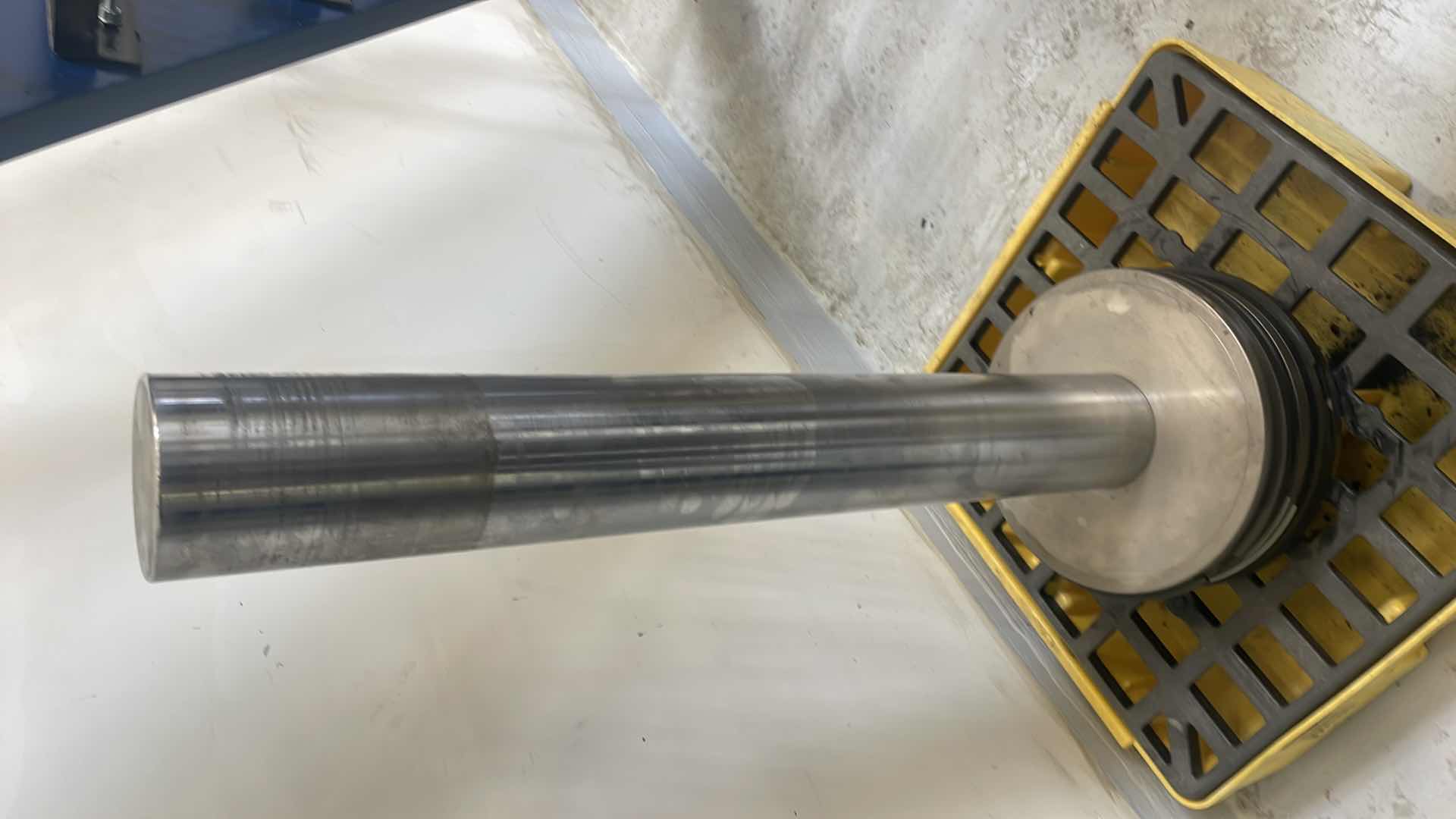 Photo 1 of CHUNK OF STAINLESS STEEL EXTREMELY HEAVY TOP IS 5” DIAMETER X 36-1/2” BASE IS ABOUT 14” DIAMETER X 6”