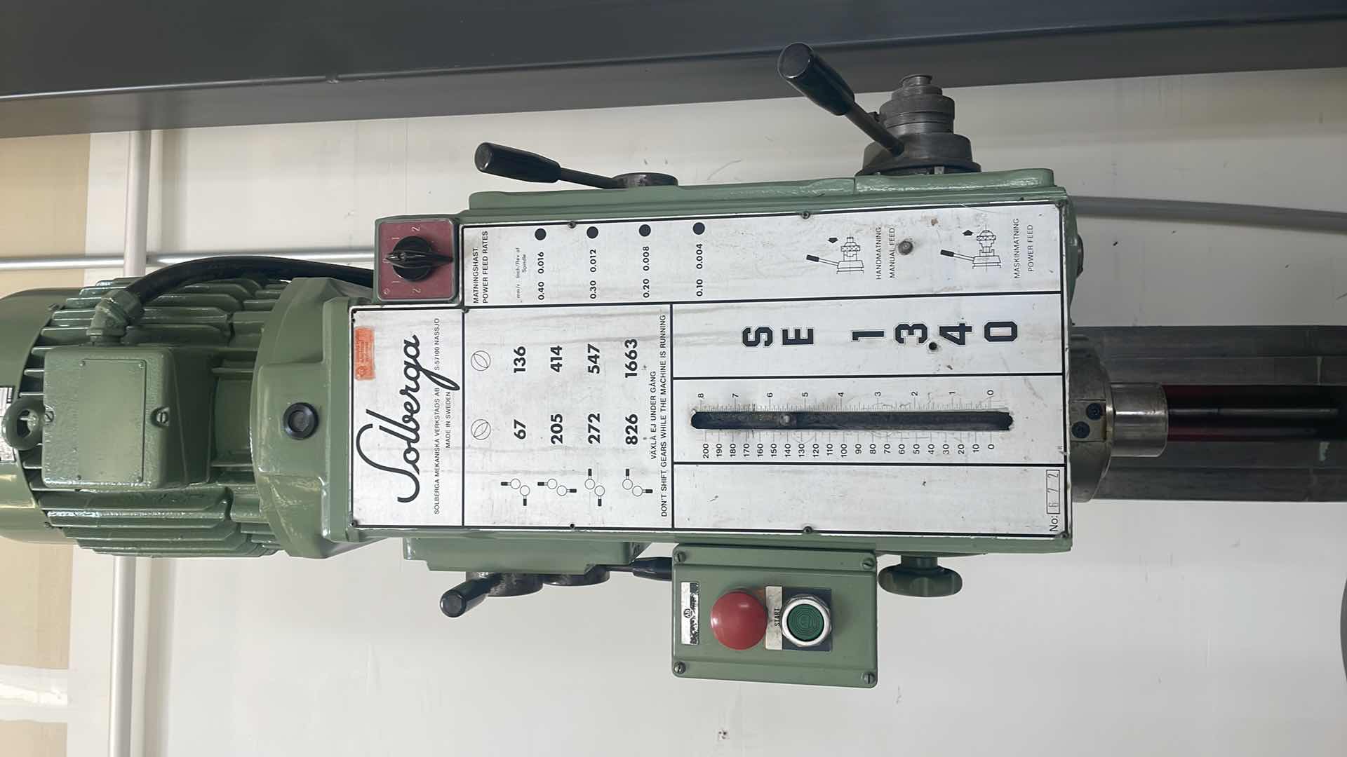 Photo 1 of SOLBERGA SE 1340 3.5HP DRILL PRESS 
3 PHASE MOTOR