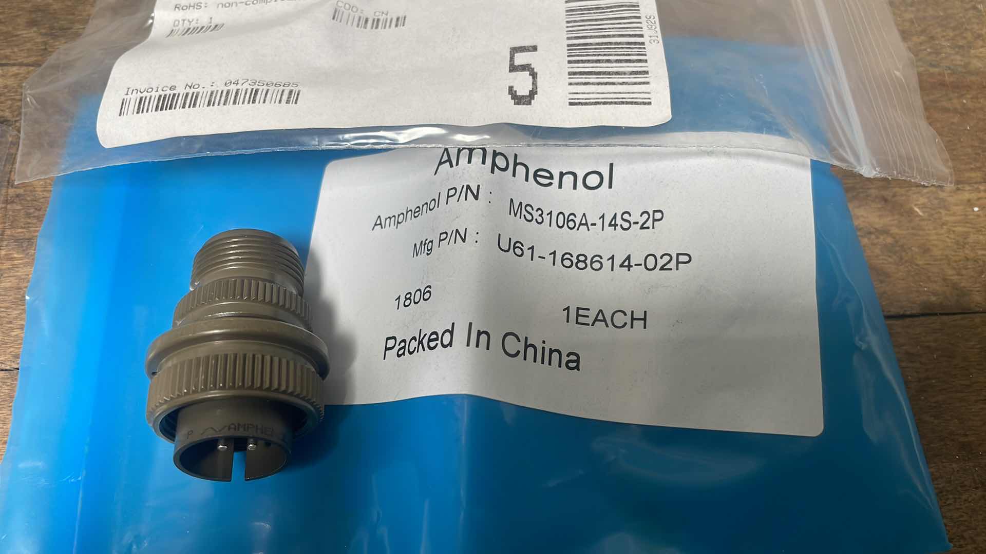 Photo 1 of MS3101A14S-2S
AMPHENOL INDUSTRIAL, MS3106A14S-2P
MFR.: AMPHENOL INDUSTRIAL, MS3101A20-7SY
AMPHENOL INDUSTRIAL