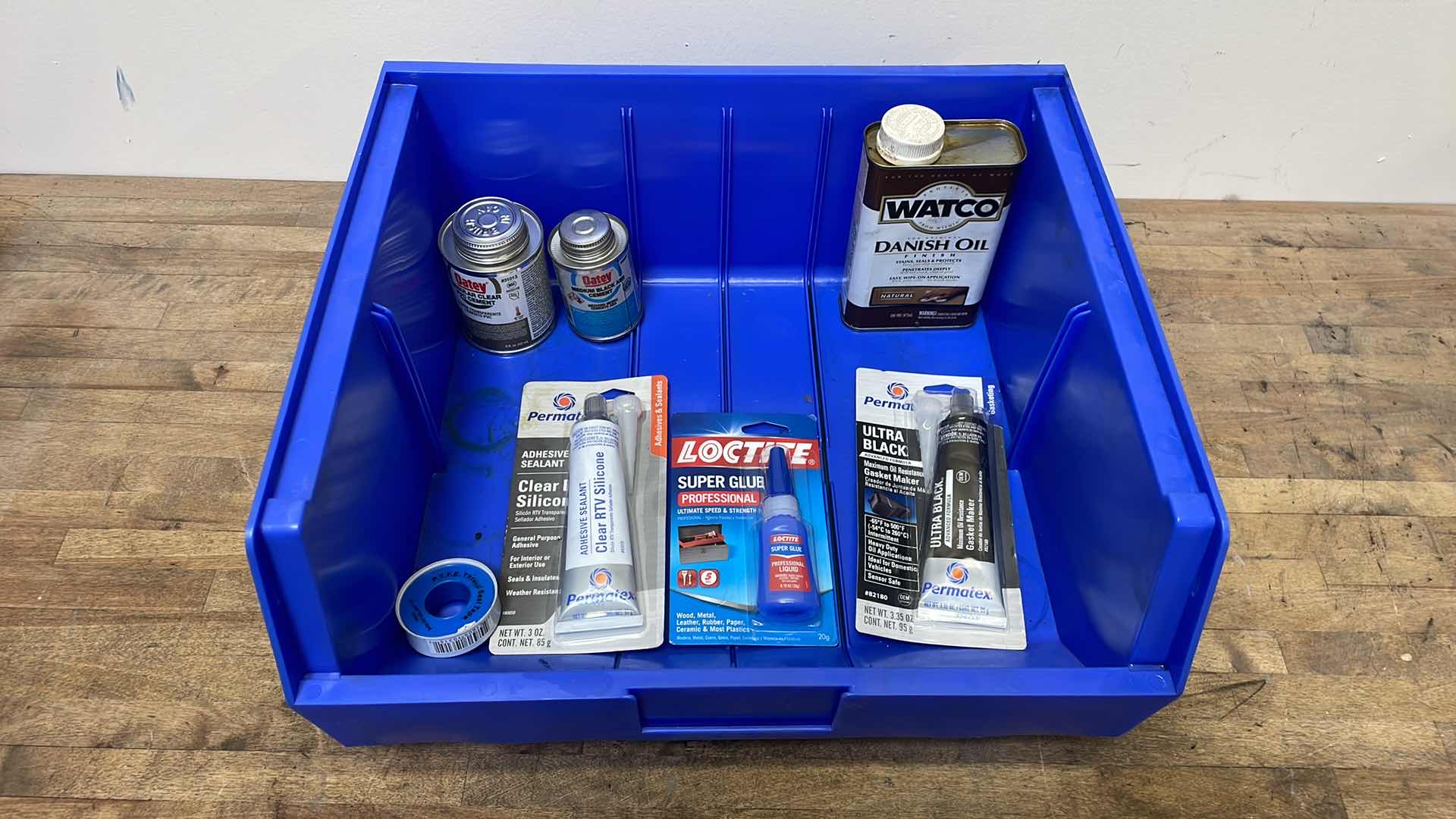 View 1 of DURHAM PB30250 BLUE PLASTIC BIN,16 X 15 X 7 WITH CONTENTS