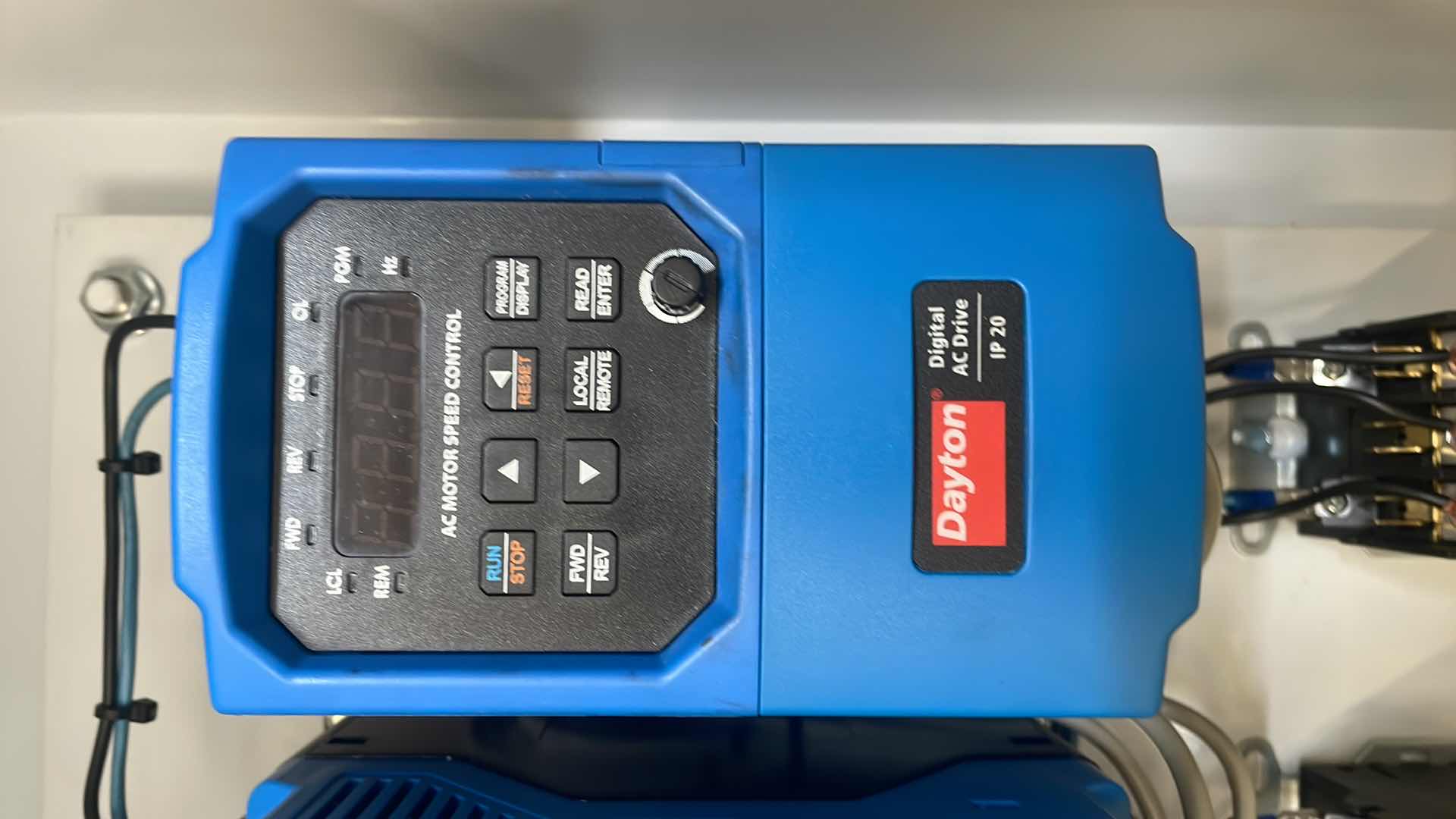 Photo 1 of HOFFMAN A202010LP 20" X 20" X 10" WALL-MOUNT ENCLOSURE, TYPE-12, CONTINUOUS HINGE WITH CLAMPS, STEEL WITH DAYTON DIGITAL AC DRIVE IP 20 (3) DEFINITE PURPOSE MAGNETIC CONTACTOR (4)