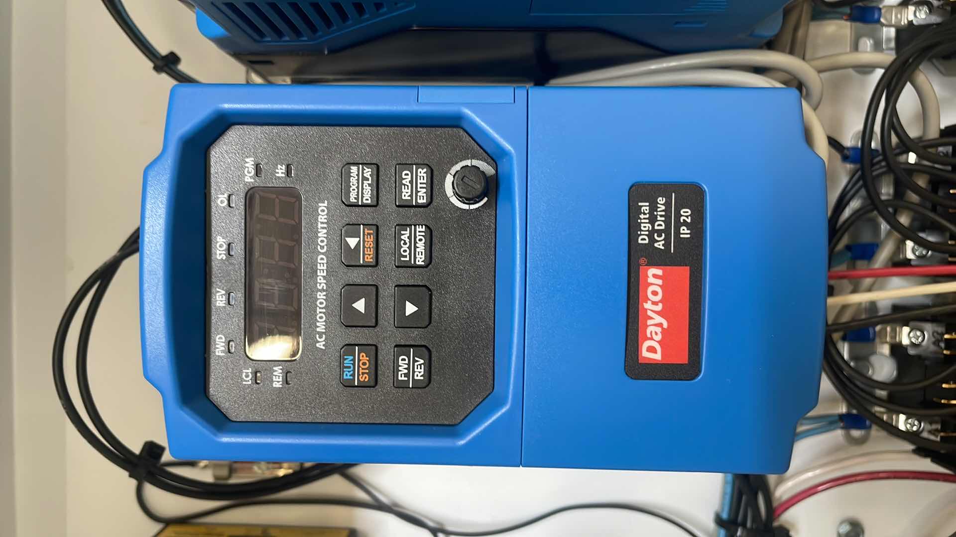 Photo 1 of HOFFMAN A202010LP 20" X 20" X 10" WALL-MOUNT ENCLOSURE, TYPE-12, CONTINUOUS HINGE WITH CLAMPS, STEEL WITH DAYTON DIGITAL AC DRIVE IP 20 (3) DEFINITE PURPOSE MAGNETIC CONTACTOR (4)