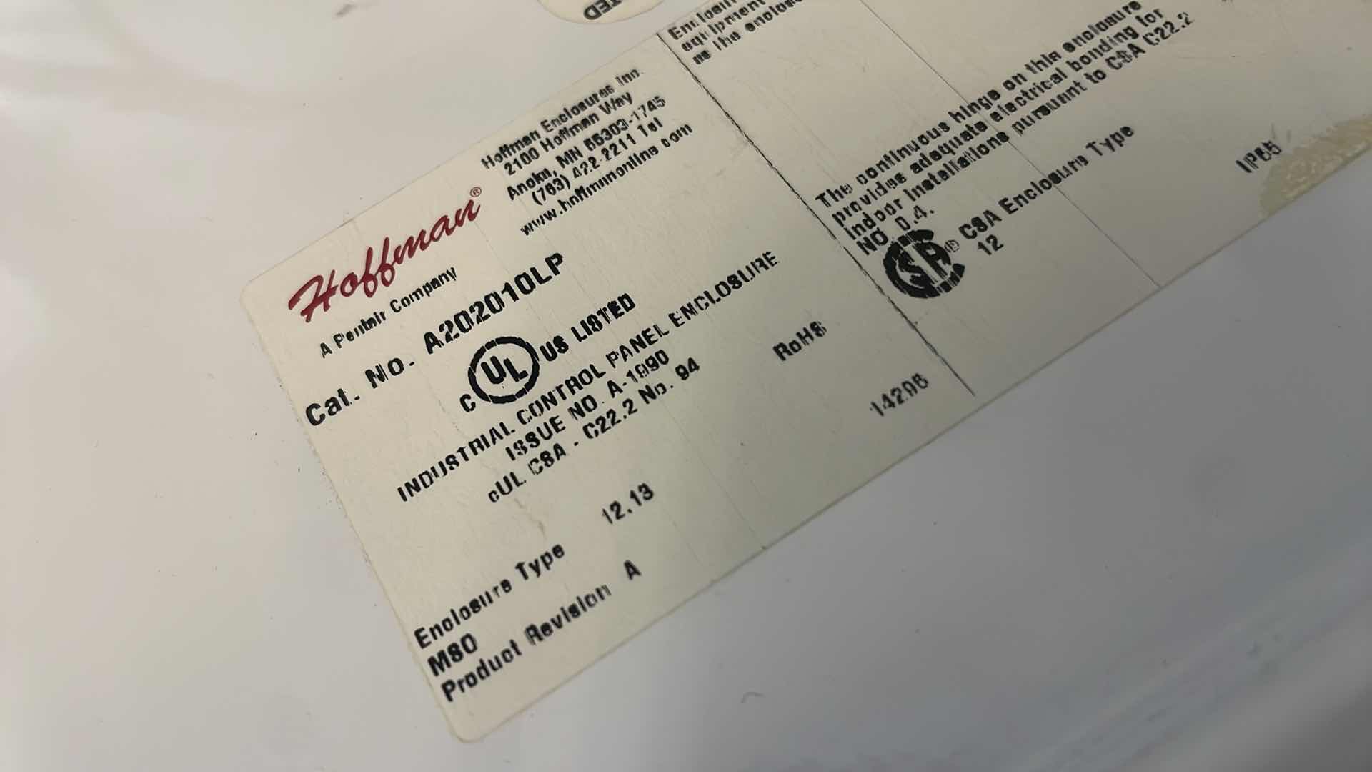 Photo 1 of HOFFMAN A202010LP 20" X 20" X 10" WALL-MOUNT ENCLOSURE, TYPE-12, CONTINUOUS HINGE WITH CLAMPS, STEEL WITH DAYTON DIGITAL AC DRIVE IP 20 (3) DEFINITE PURPOSE MAGNETIC CONTACTOR (4)