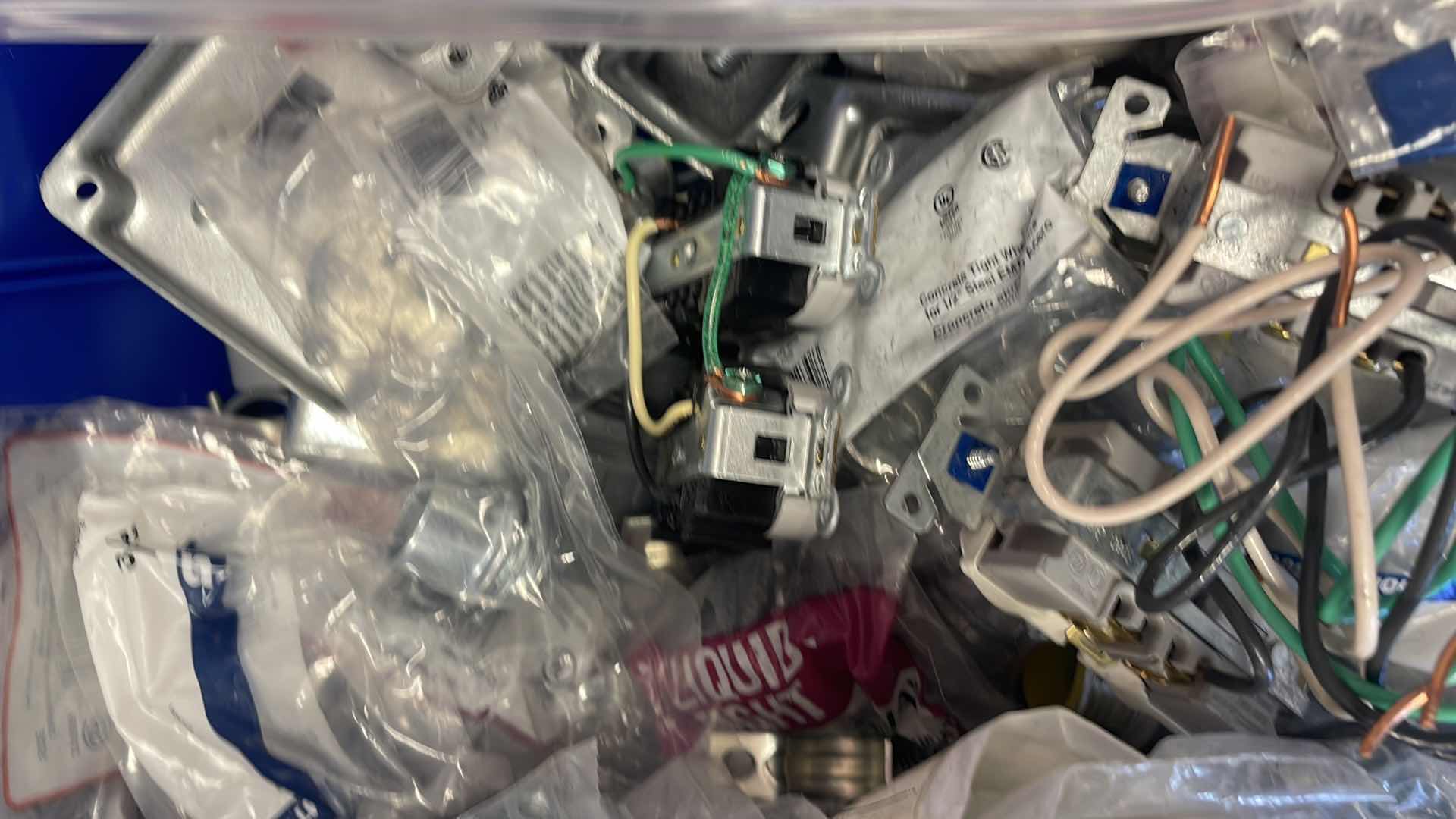 Photo 1 of ELECTRICAL PARTS, WIRES BOXES ROMEX, TAPE, CONNECTORS