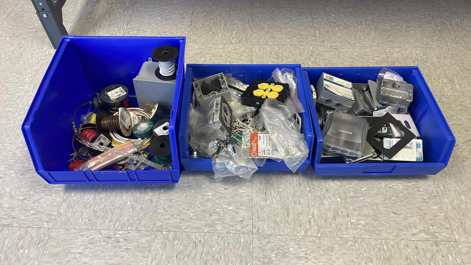 Photo 1 of ELECTRICAL PARTS, WIRES BOXES ROMEX, TAPE, CONNECTORS