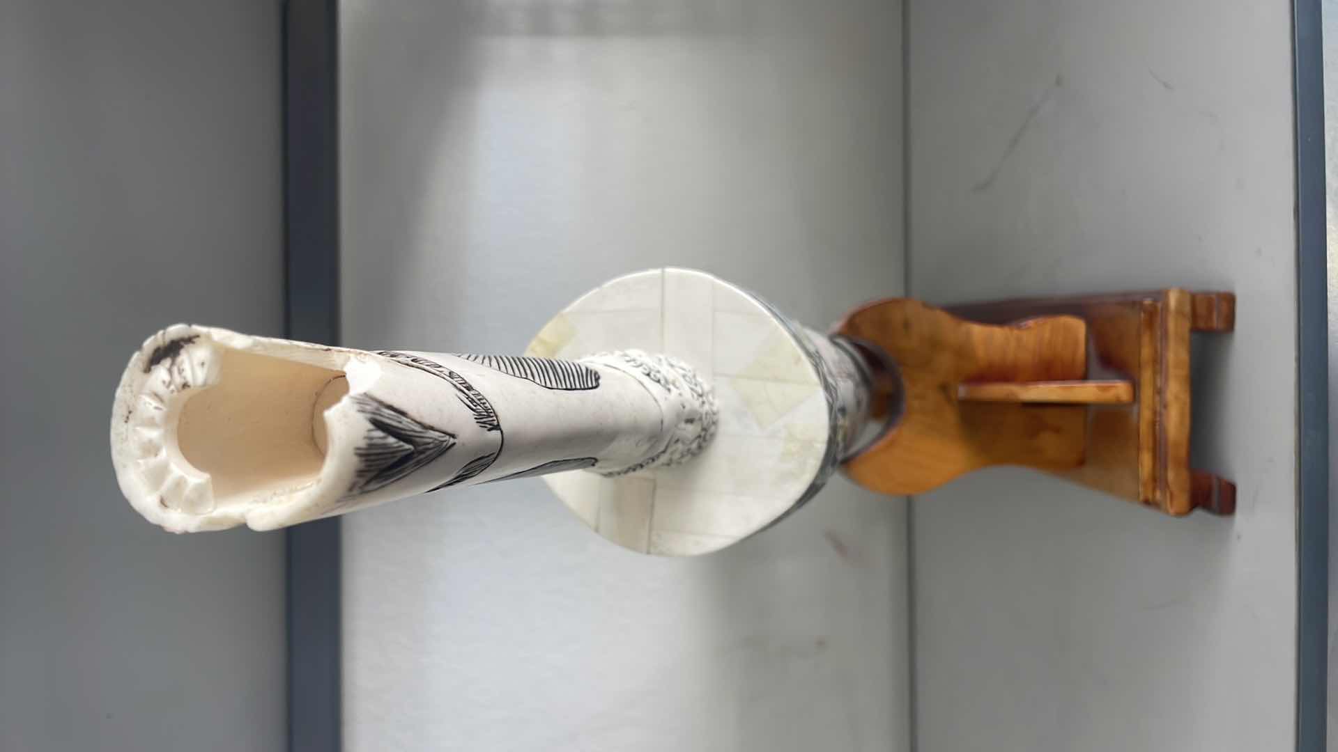 Photo 1 of CARVED BONE TUSK DRAGON SWORD 28” ON WOOD STAND