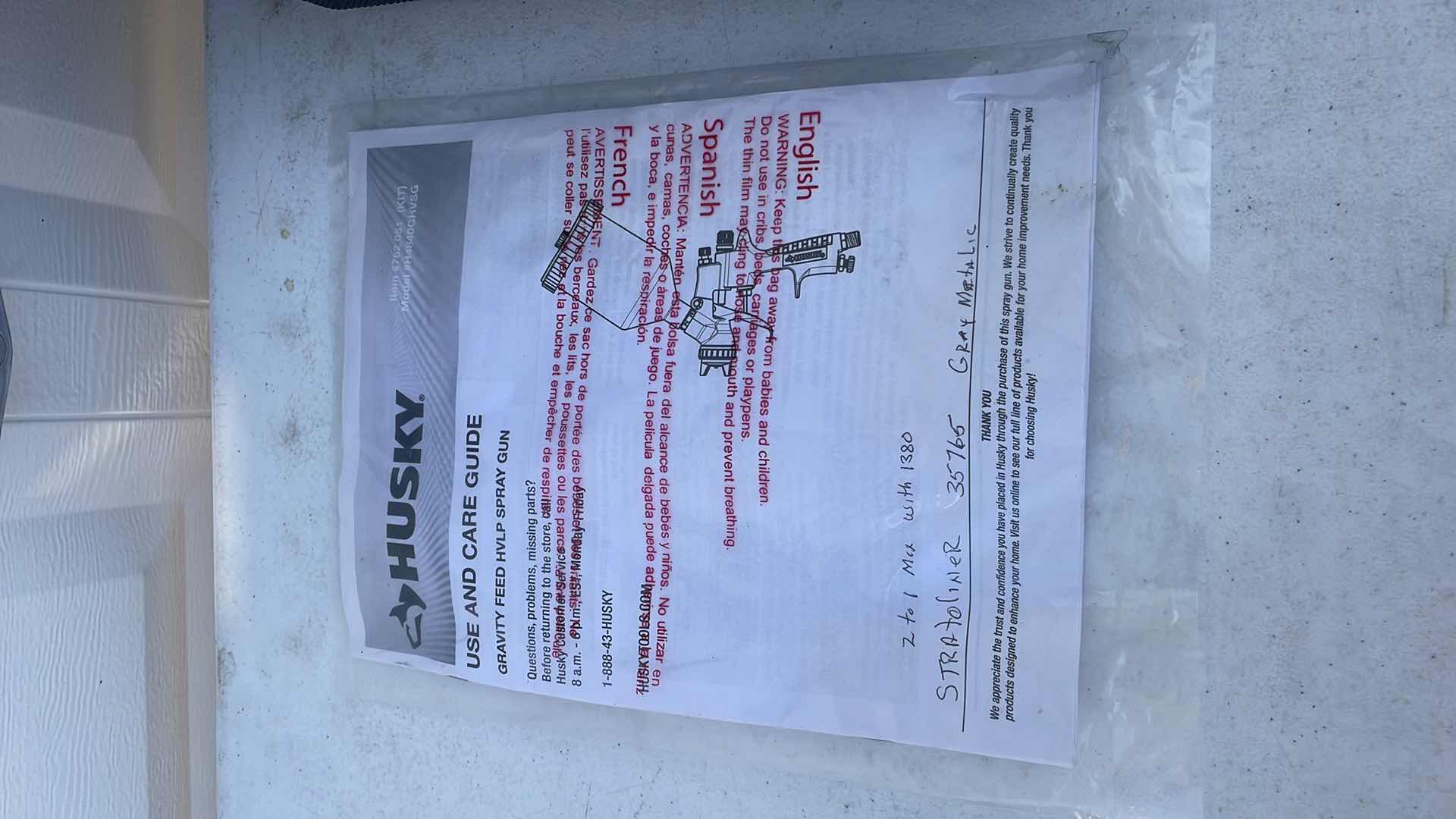 Photo 1 of HUSKY GRAVITY FEED HVLP SPRAY GUN