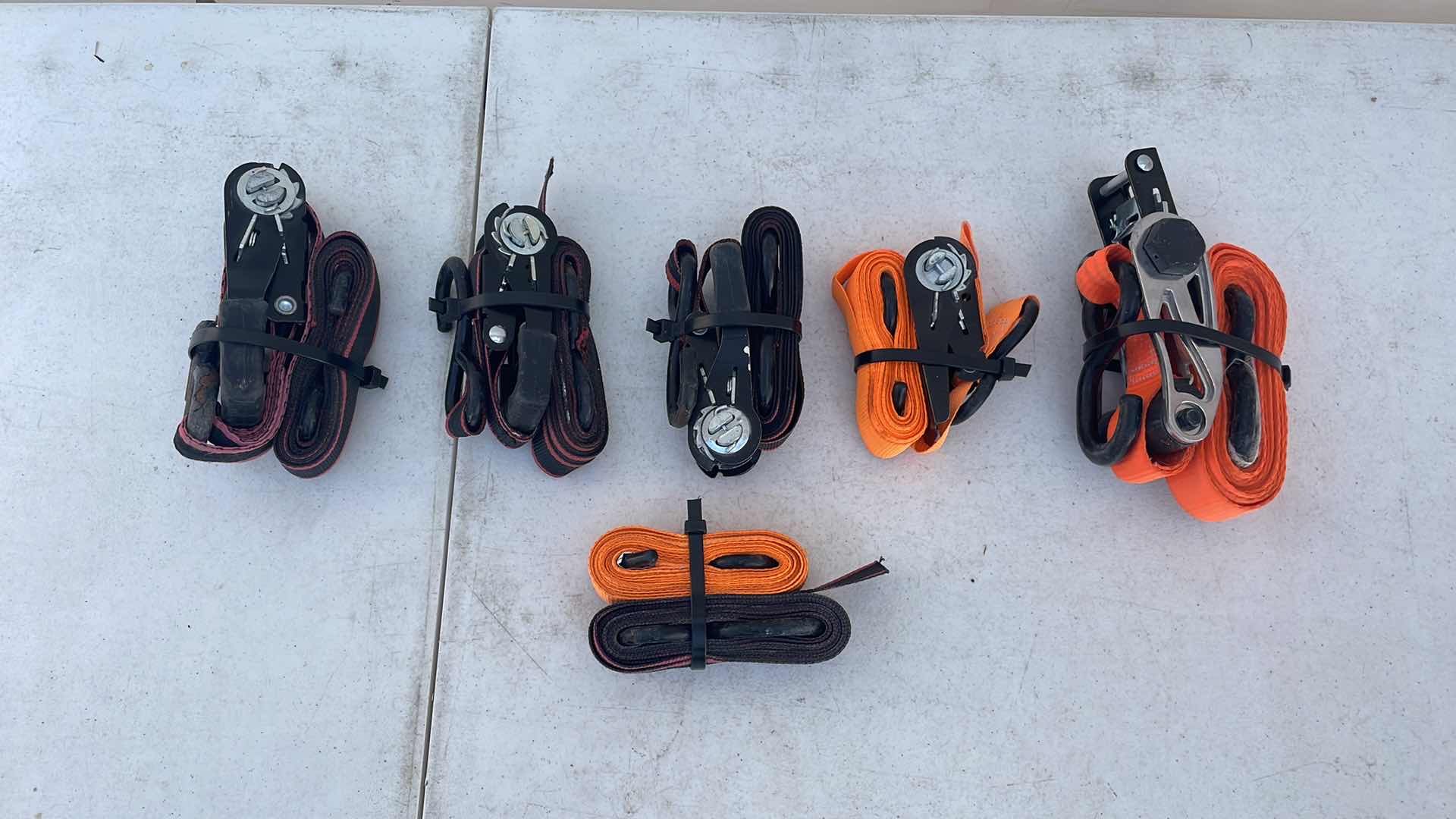 Photo 1 of 1” RATCHET STRAPS (5) WITH 2 EXTRA STRAPS