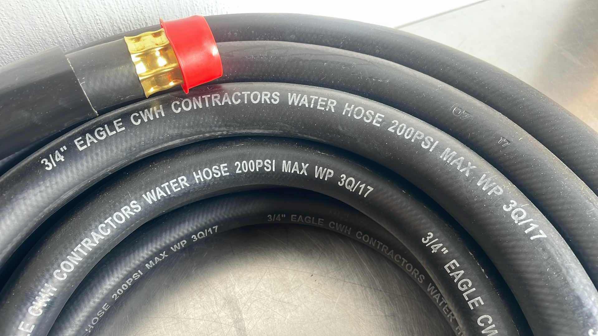 Photo 1 of 3/4” EAGLE CONTRACTORS WATER HOSE 50’ 200PSI MAX WATER PRESSURE