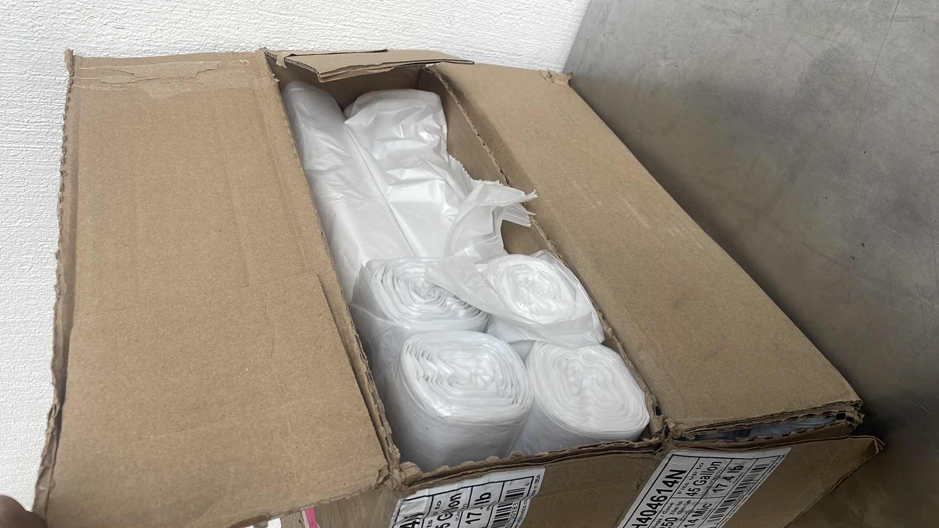 Photo 1 of PITT PLASTICS ECO STRONG PLUS 40" X 46" 14 MIC 40 GALLON CAN LINERS - NATURAL APPROX 400BAGS