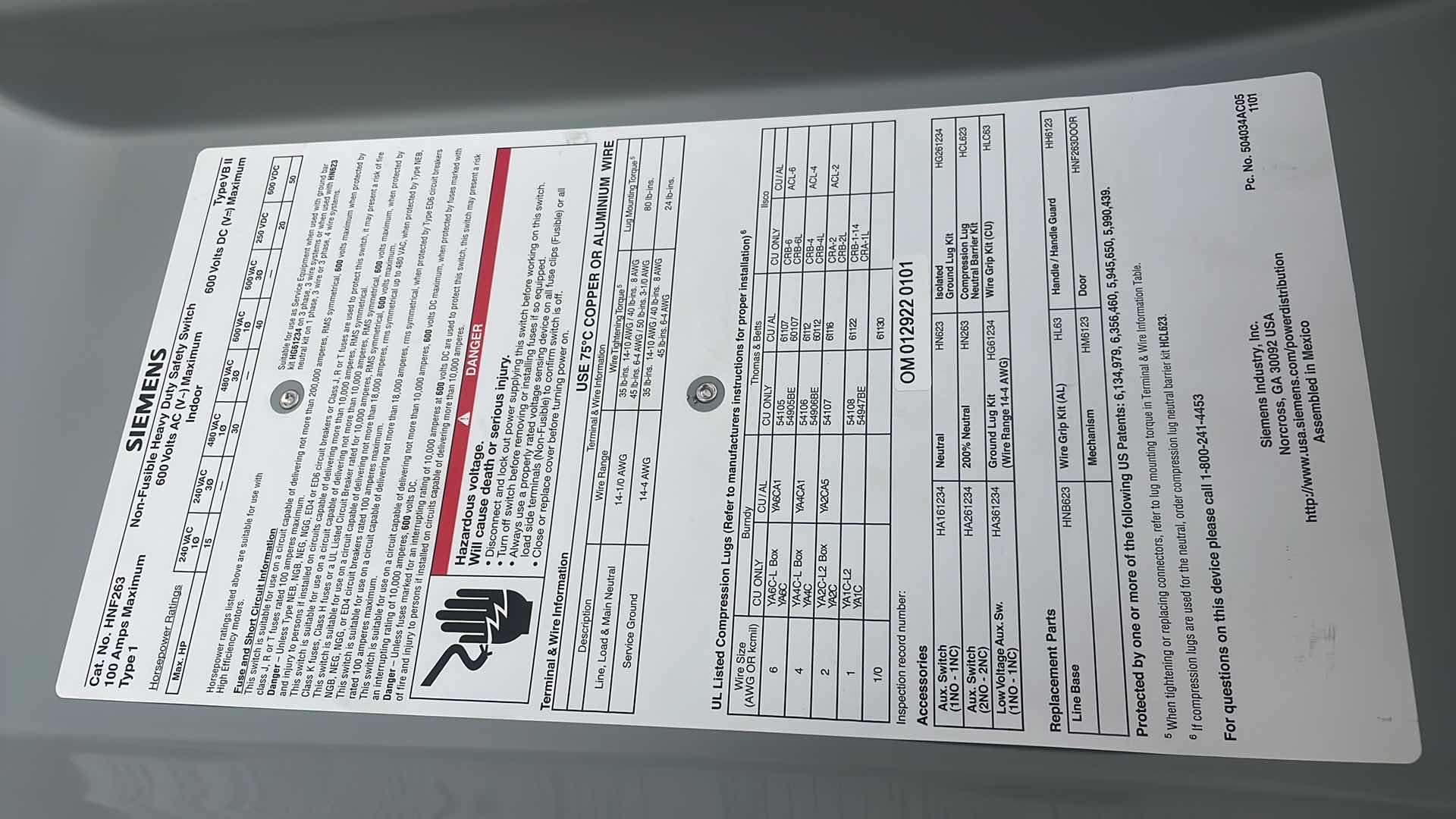Photo 1 of SIEMENS HNF263 HEAVY DUTY SAFETY SWITCH