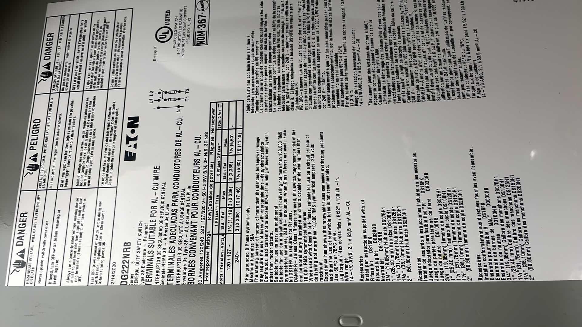 Photo 3 of EATON DG222NRB GENERAL DUTY SAFETY SWITCH 60A