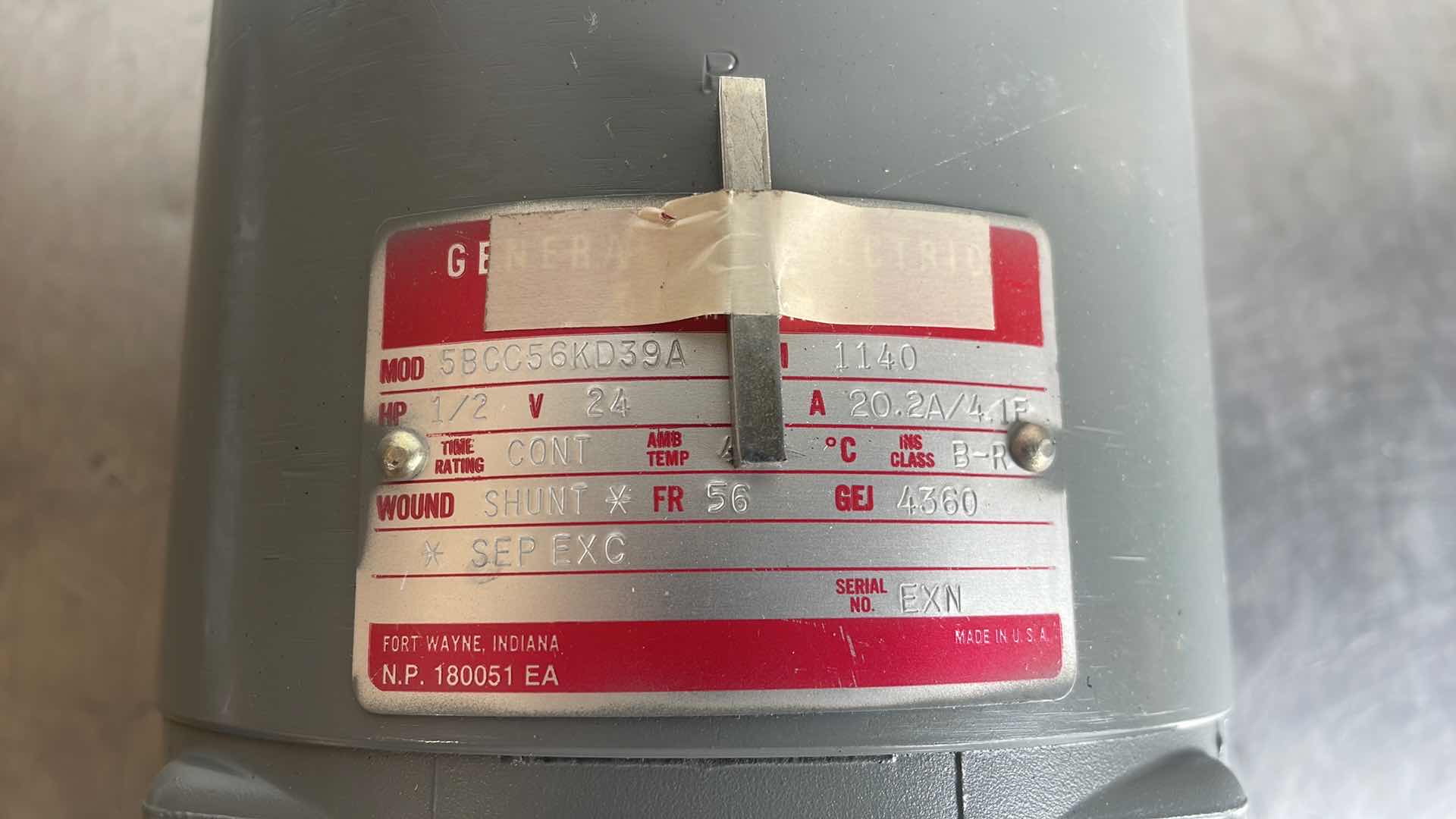 Photo 1 of GENERAL ELECTRIC 5BCC56KD39A Electrical Motors 1/2 HP