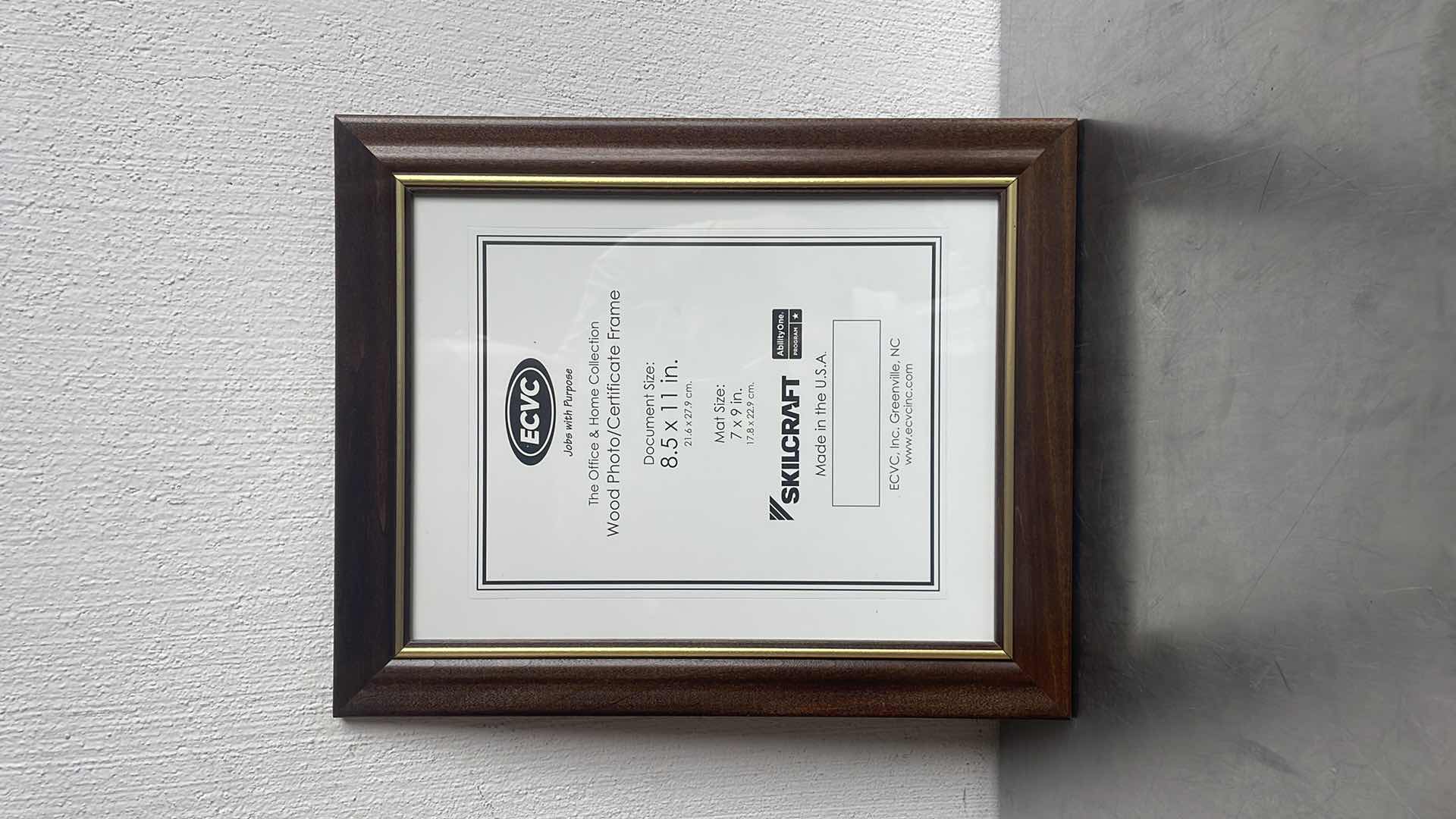 Photo 1 of SKILCRAFT WOOD CERTIFICATE FRAME 8.5" X 11" MATTED WALNUT 12 PER CASE 3 CASES 36 TOTAL