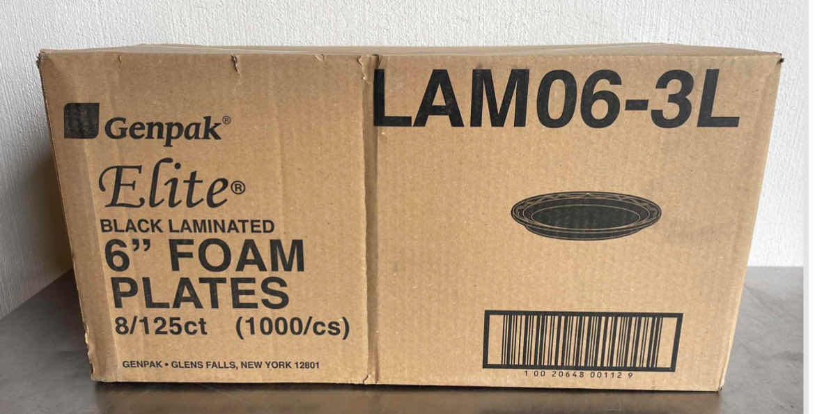 Photo 1 of GENPAK ELITE LAM06-3L BLACK LAMINATED 6" FOAM PLATES 1000PCS