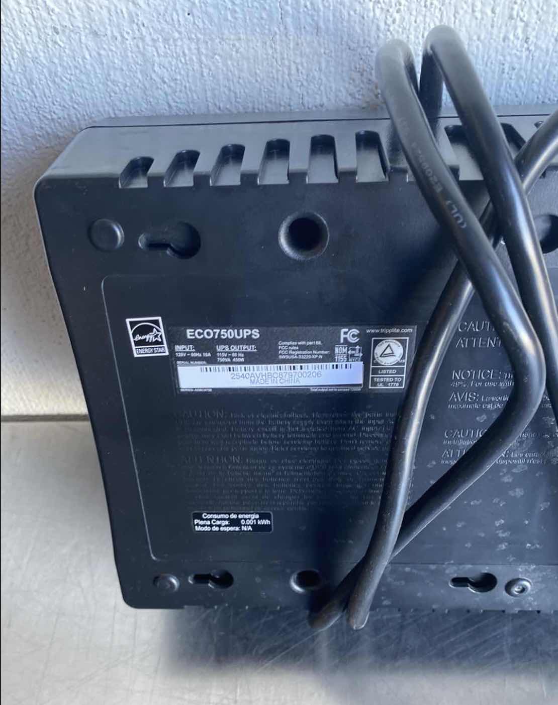 Photo 1 of TRIPP LITE UPS SYSTEM: SINGLE PHASE, 750 VA POWER RATING, 120 V AC INPUT, 110 V_115 V_120 V OUTPUT