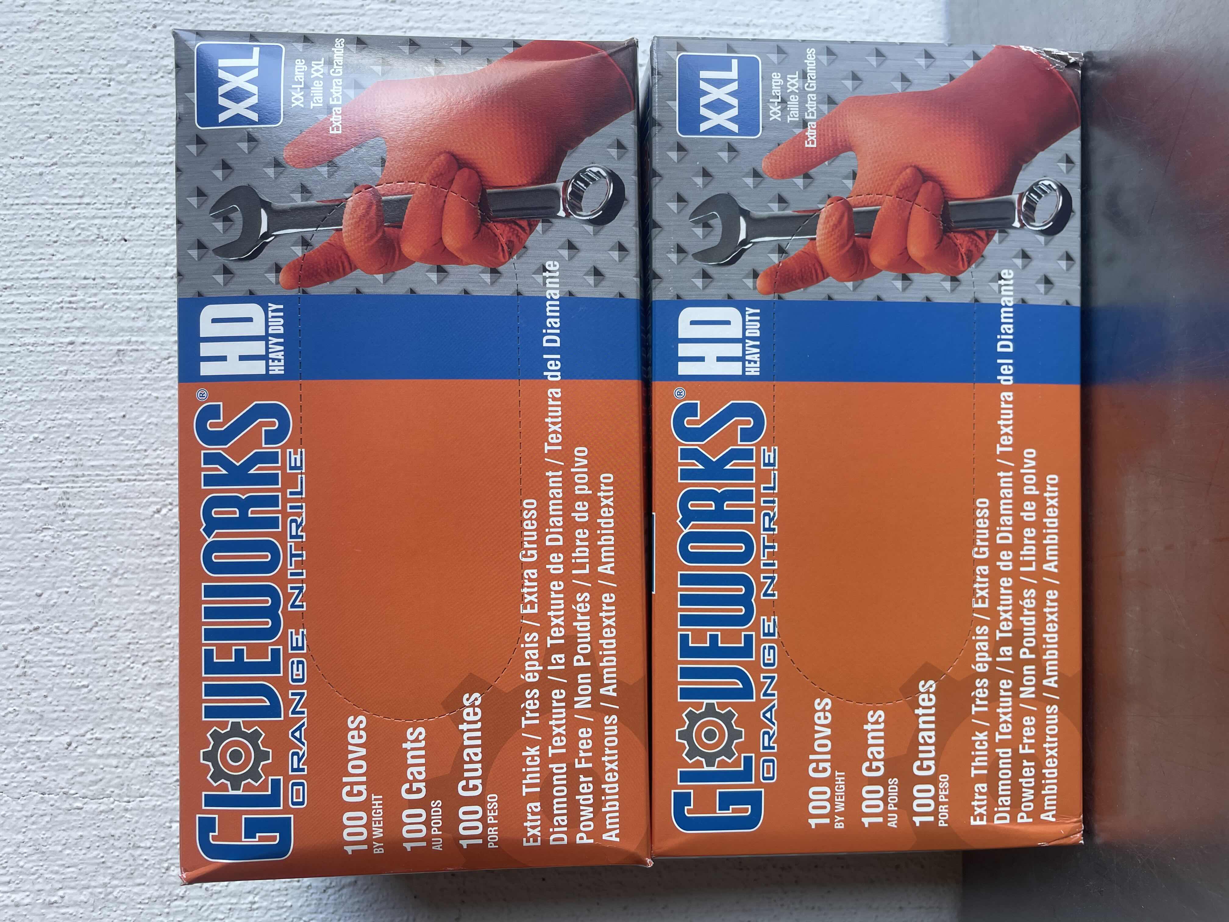 Photo 1 of GLOVEWORKS HD ORANGE NITRILE GLOVES XXL (2)