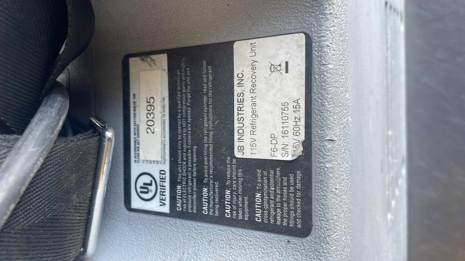 Photo 1 of JB INDUSTRIES F6-DP DUAL PISTON REFRIGERANT RECOVERY UNIT