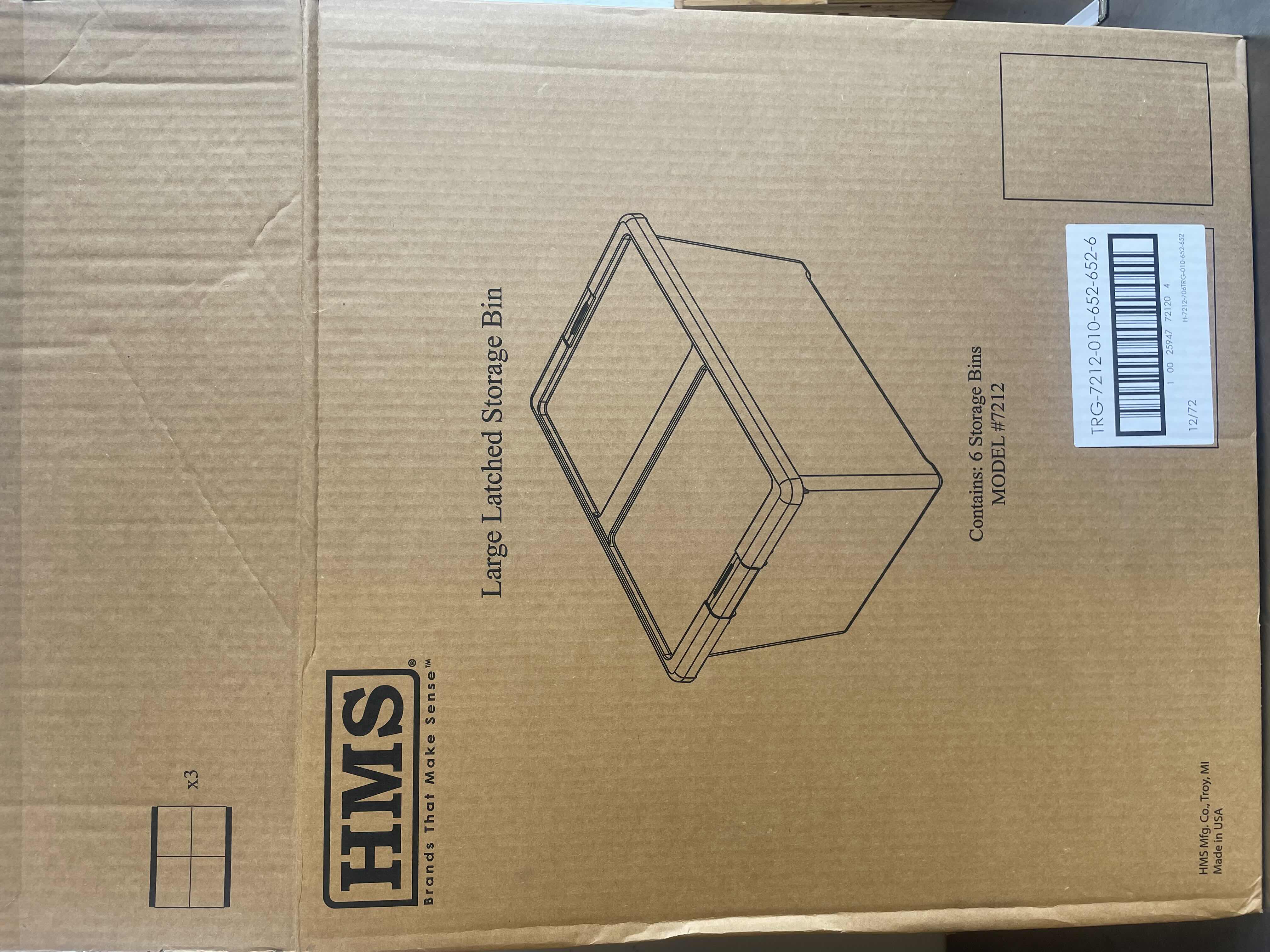 Photo 1 of CASE OF 6 NEW BRIGHTROOM STACKABLE LATCHING BIN 69Q 24” X 16” X 13-3?4”