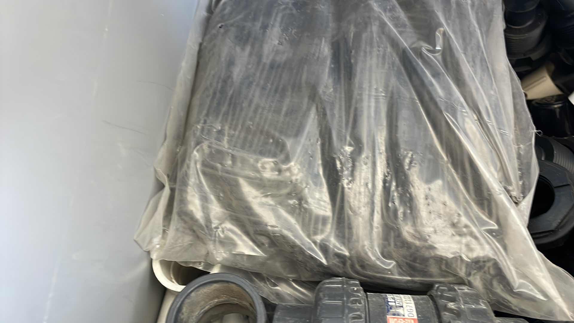 Photo 1 of BOXPLUS 24”x16”x17” FULL OF VARIOUS PVC TEES, ELBOWS, JUNCTIONS,  VALVES, TUBING, CAPS