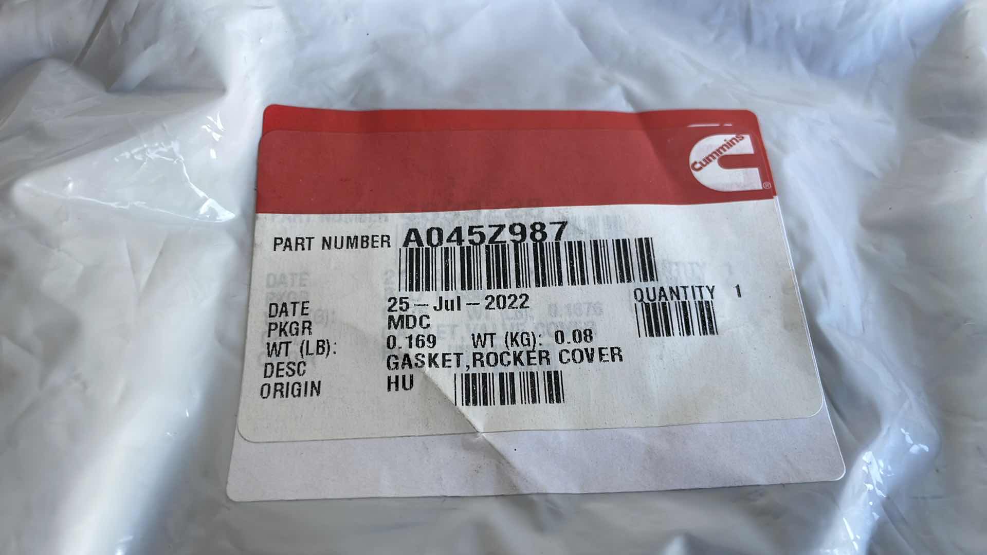 Photo 1 of ONAN/CUMMINS ROCKER COVER GASKET
PART # A045Z987 5 PCS