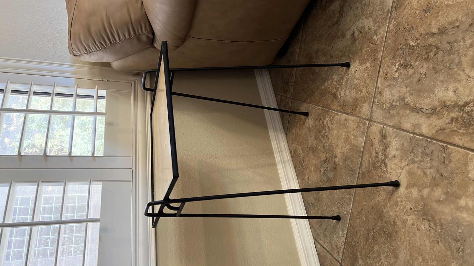 Photo 1 of BLACK METAL SIDE TABLE 16”x 14” H35”