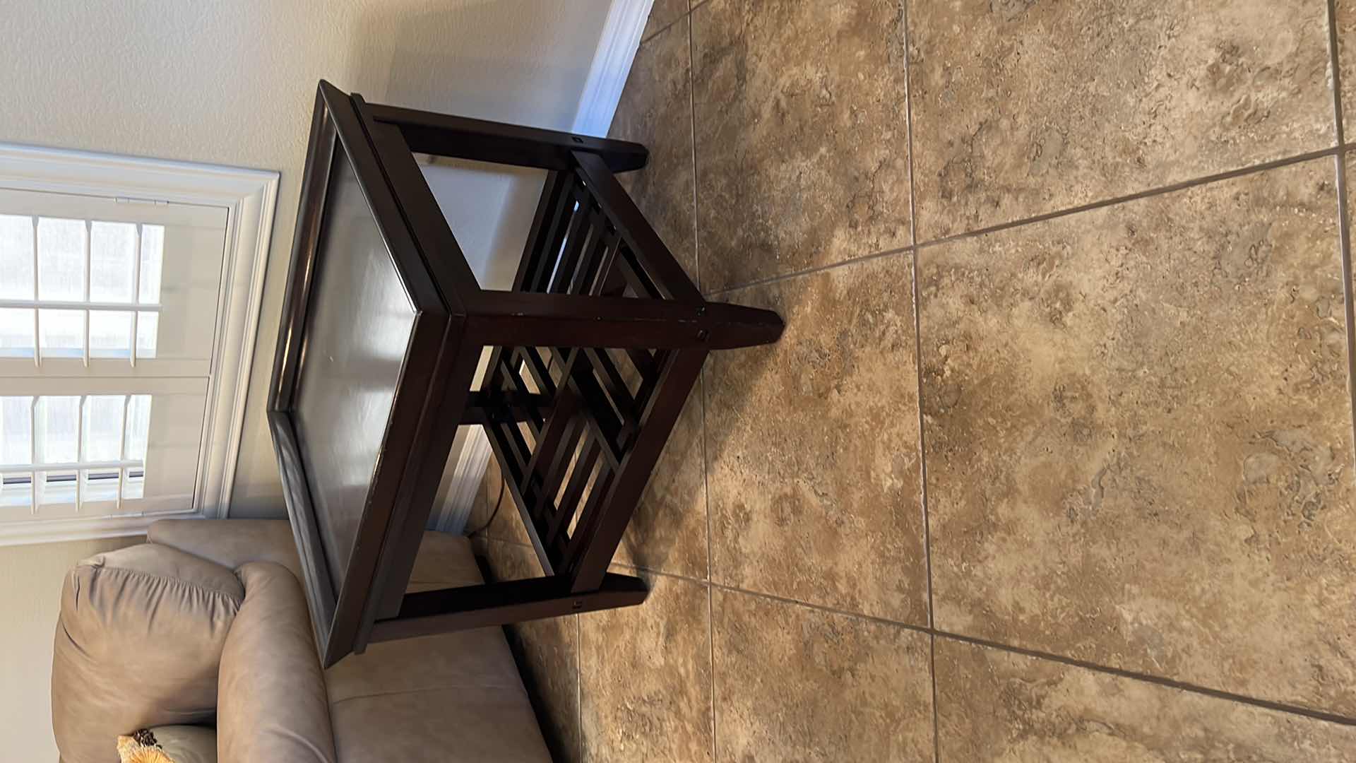 Photo 1 of BLACK TRAY TOP SIDE TABLE 28”x24” H24”