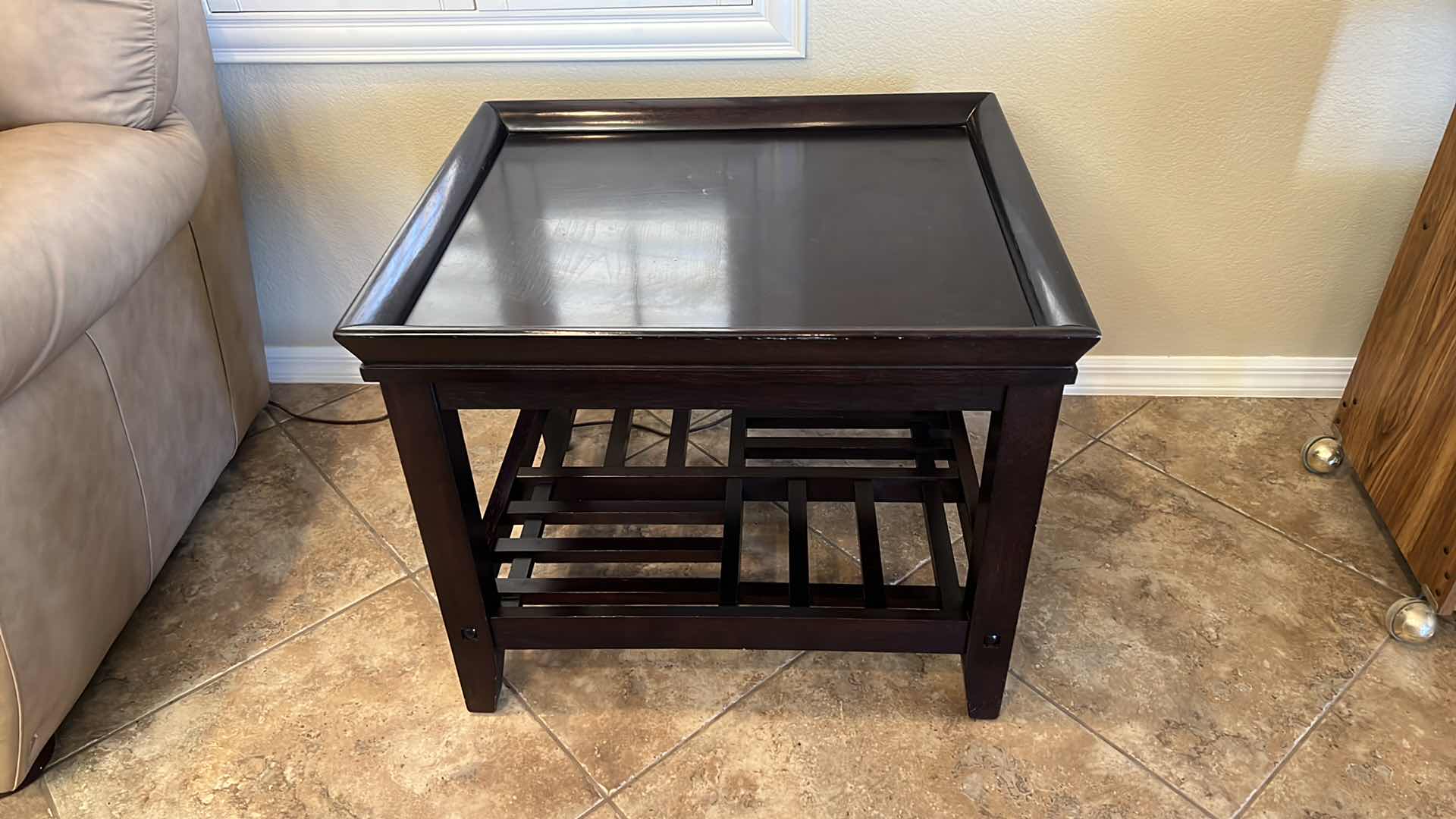Photo 1 of BLACK TRAY TOP SIDE TABLE 28”x24” H24”