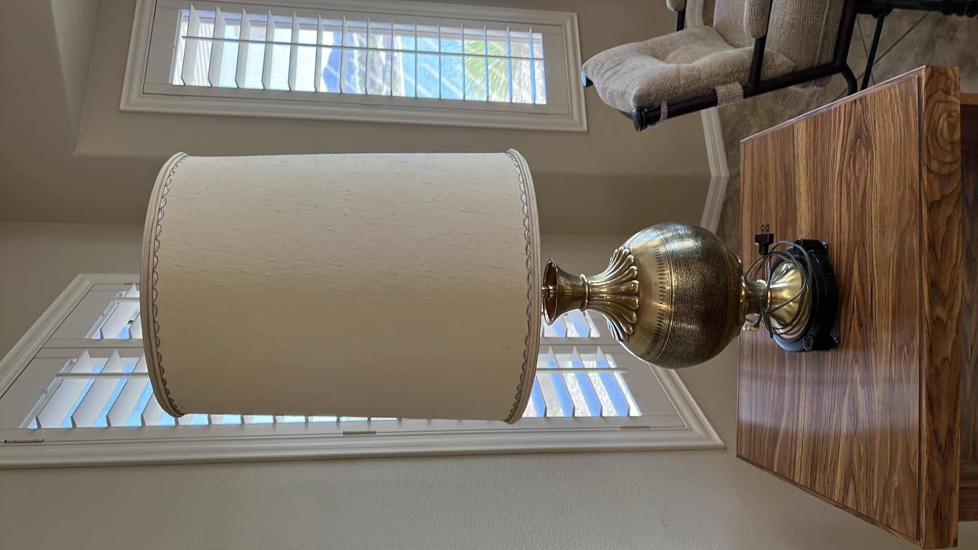 Photo 1 of VINTAGE BRASS LAMP W SHADE H38”