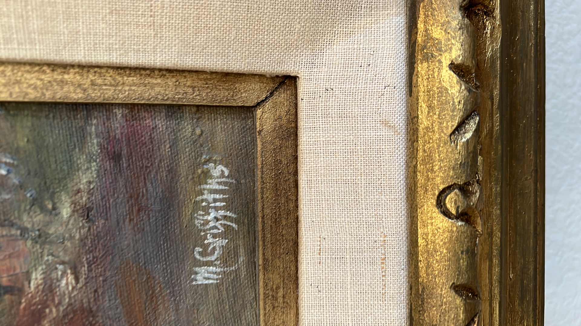 Photo 1 of VINTAGE GOLD FRAMED SCENERY OIL PAINTING ARTWORK SIGNED BY M GRIFFIT ARTIST