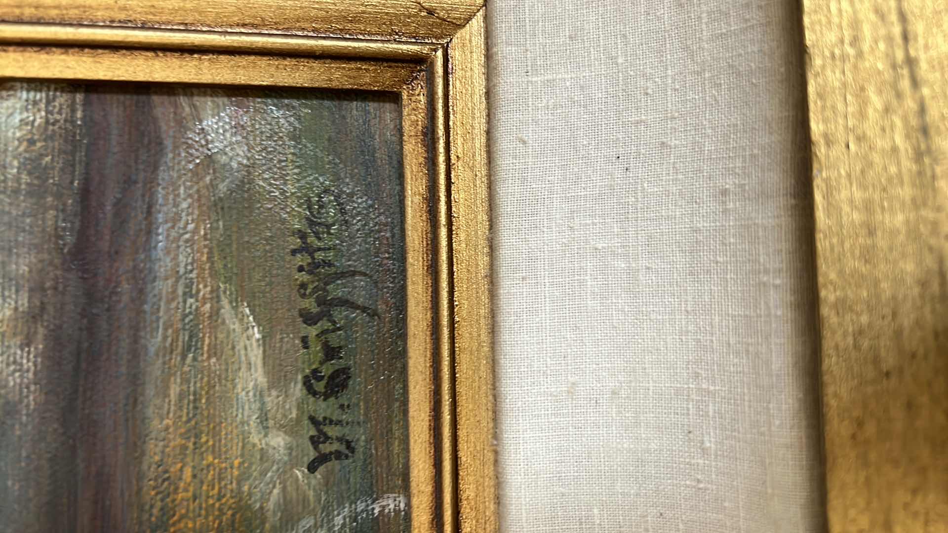 Photo 1 of VINTAGE GOLD FRAMED SCENERY OIL PAINTING SIGNED BY M GRIFFIT ARTIST 25”x30”
