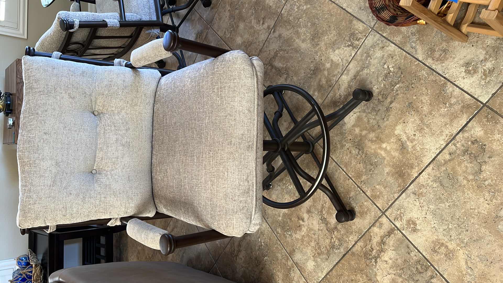 Photo 1 of WROUGHT IRON SWIVEL BAR STOOL