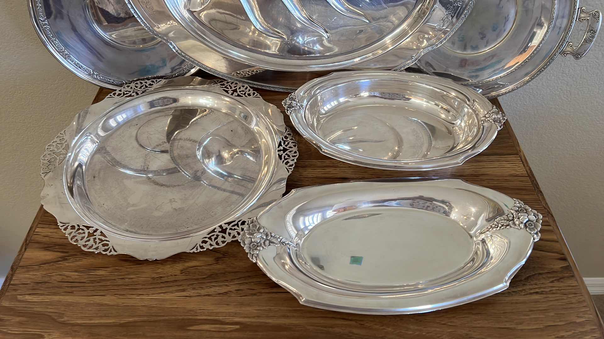 Photo 1 of 6 VINTAGE SILVER-PLATED SERVING TRAYS