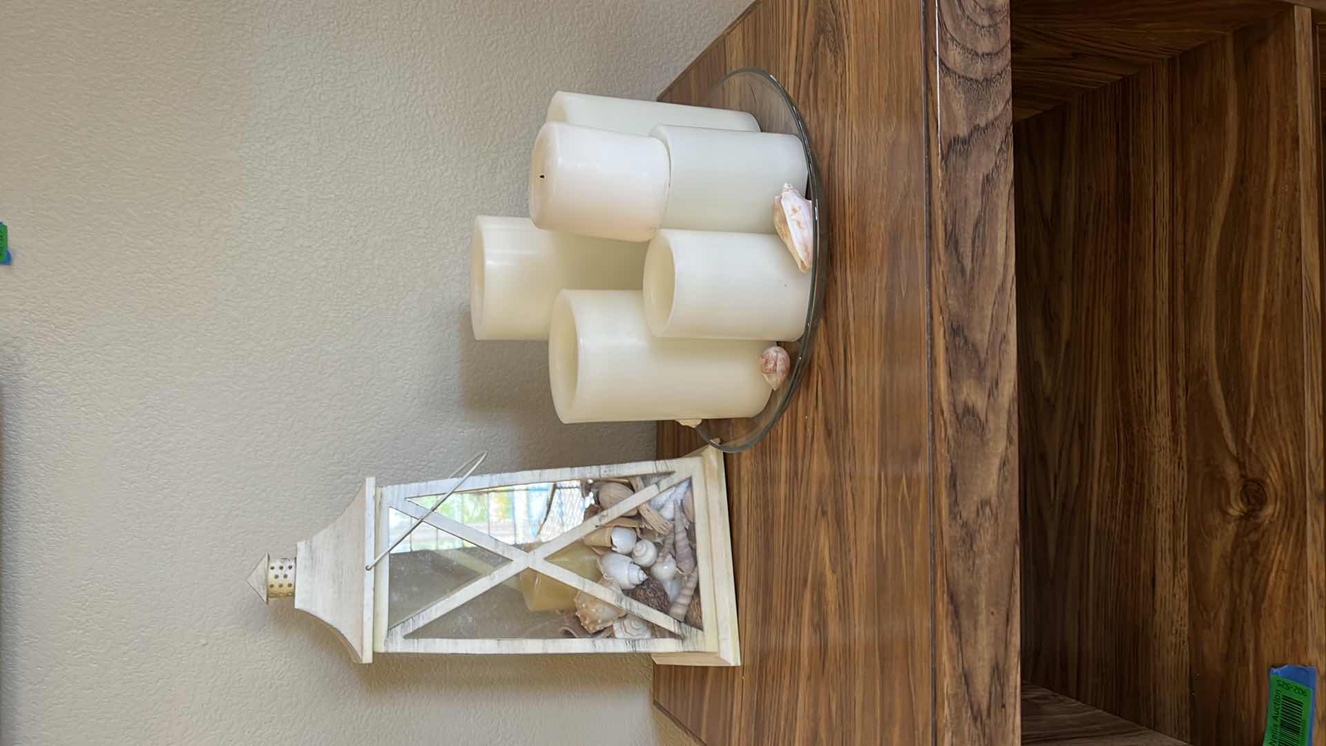 Photo 1 of LIGHTHOUSE CANDLEHOLDERS, GLASS PLATE W WHITE CANDLES