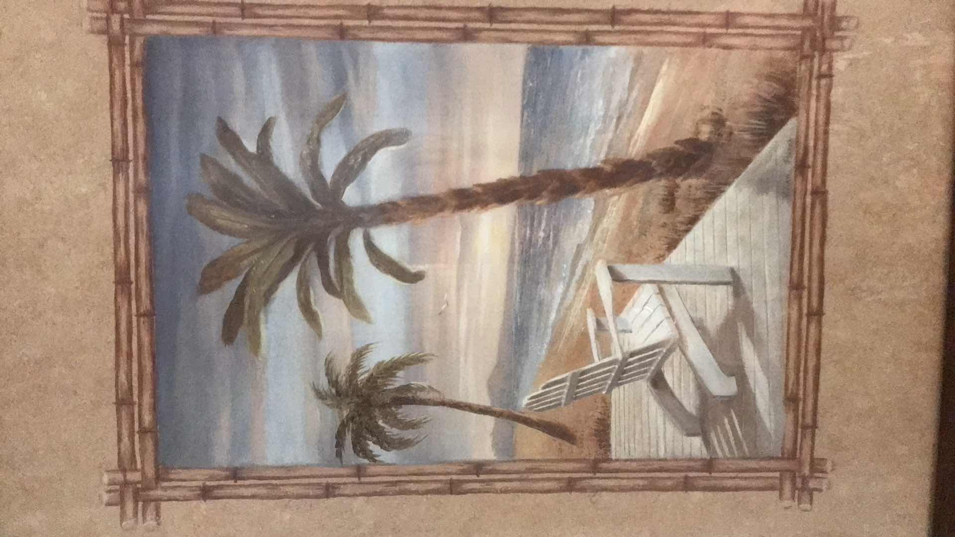 Photo 1 of TWO FRAMED ARTWORK PALM TREES 19” X 20”