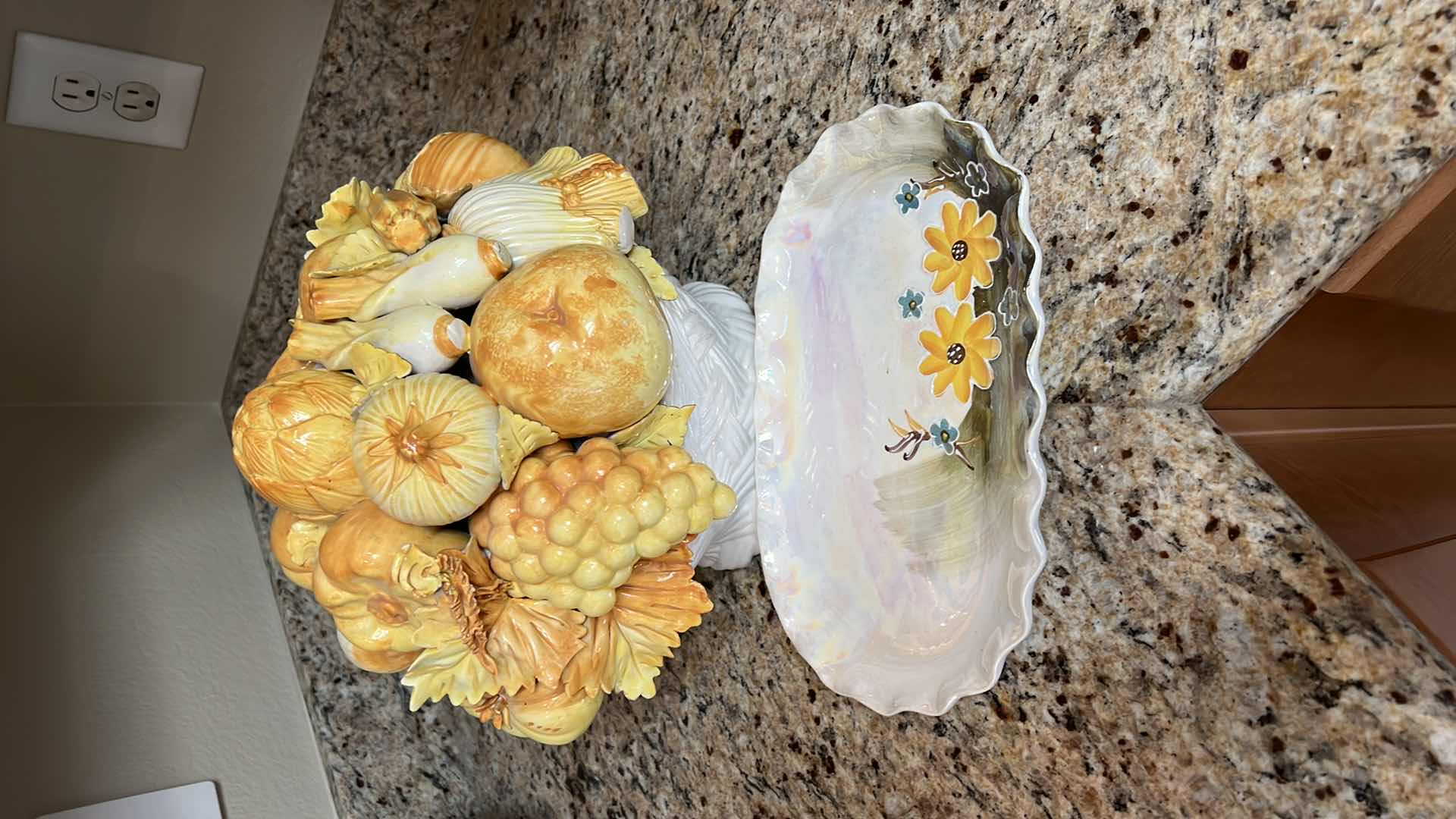Photo 1 of CERAMIC FRUIT BASKET, EFFERVESCENT FLORAL PLATTER