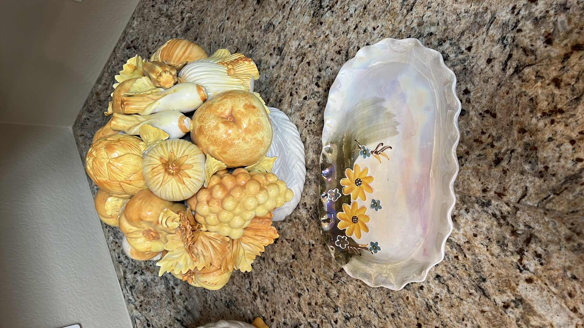 Photo 1 of CERAMIC FRUIT BASKET, EFFERVESCENT FLORAL PLATTER