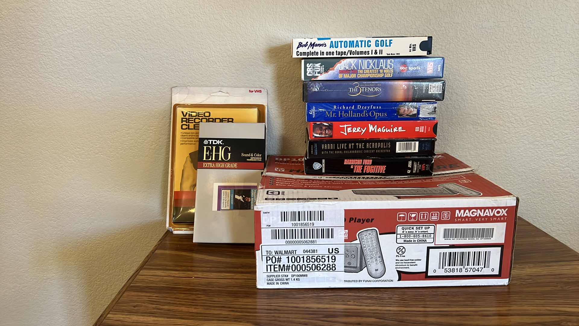 Photo 1 of NIB MAGNAVOX DVD PLAYER W REMOTE, VHS TAPES