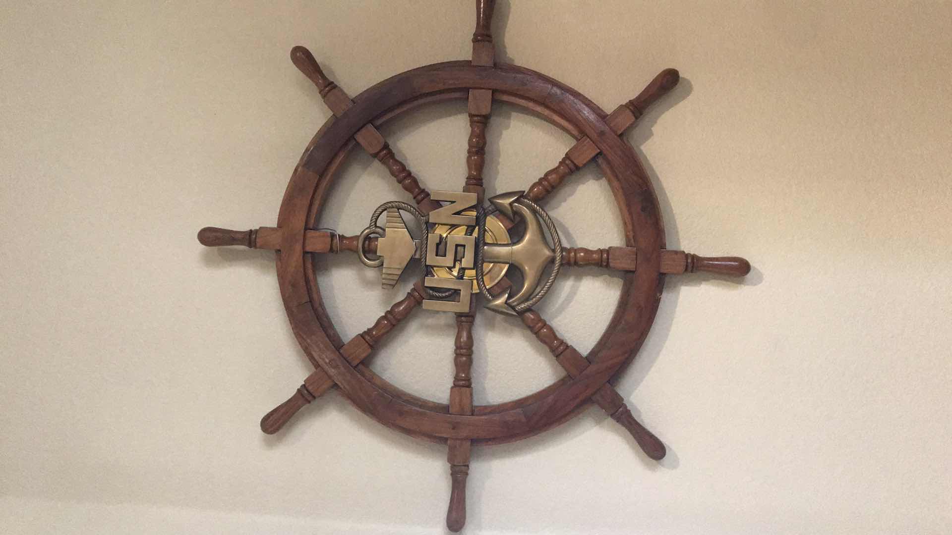 Photo 1 of USN WOOD HELM WHEEL 35” X 35”
