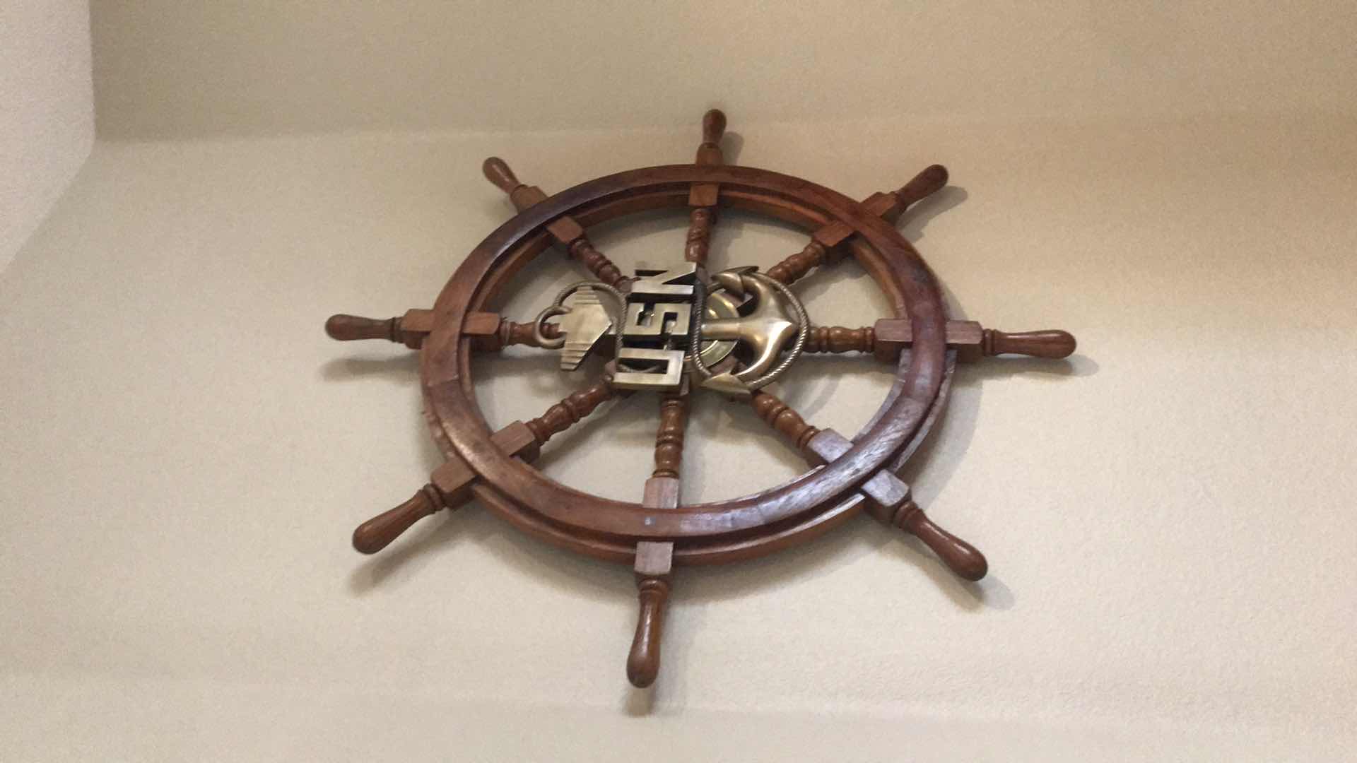 Photo 1 of USN WOOD HELM WHEEL 35” X 35”