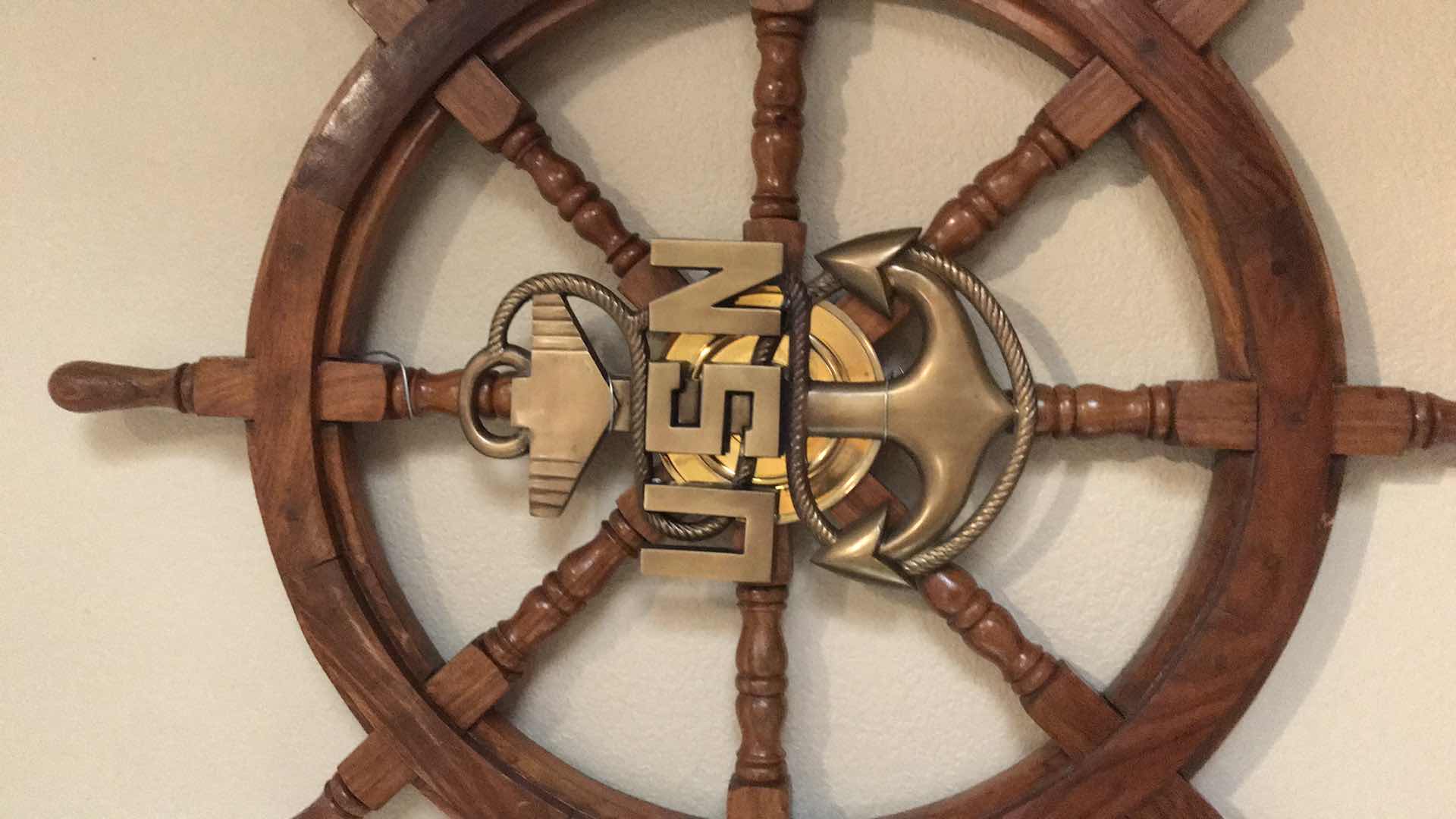 Photo 2 of USN WOOD HELM WHEEL 35” X 35”