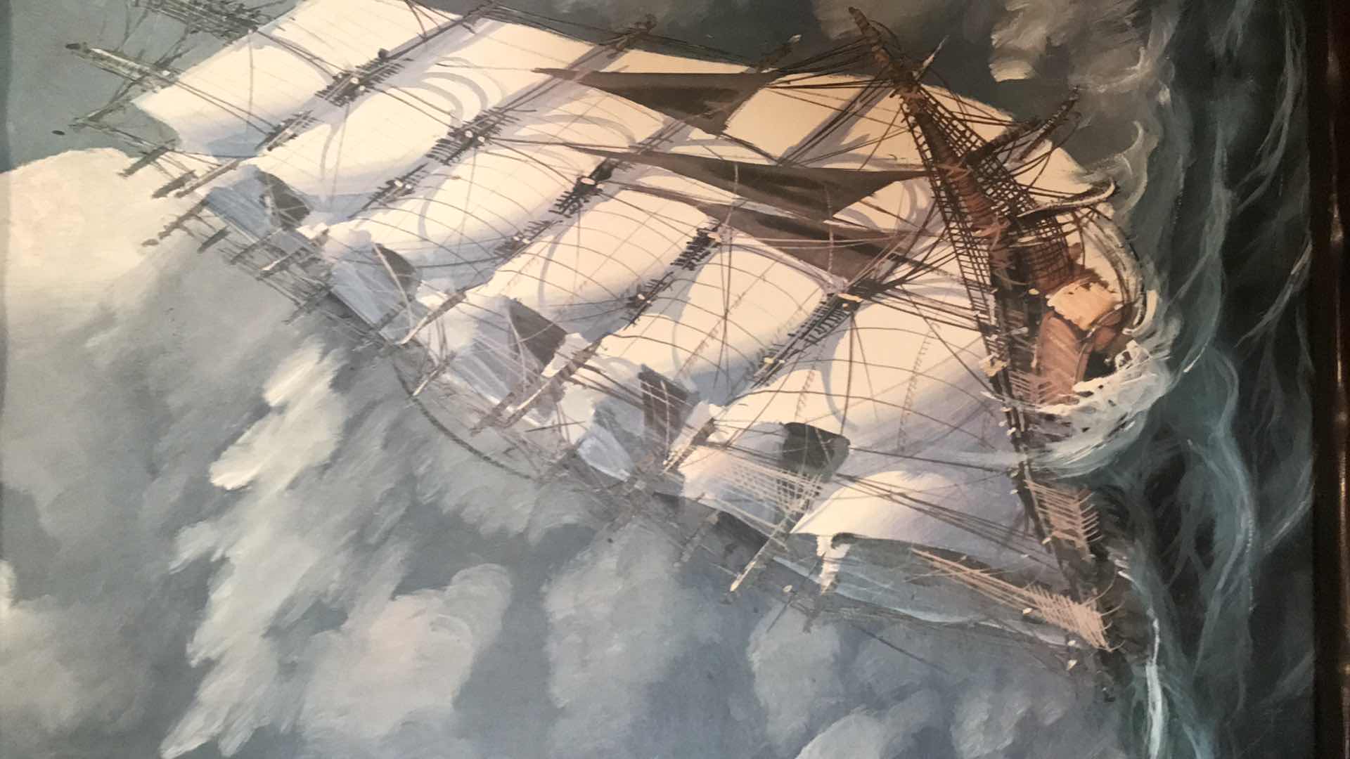 Photo 2 of FRAMED ARTWORK SHIP AT SEA 25” X 32”