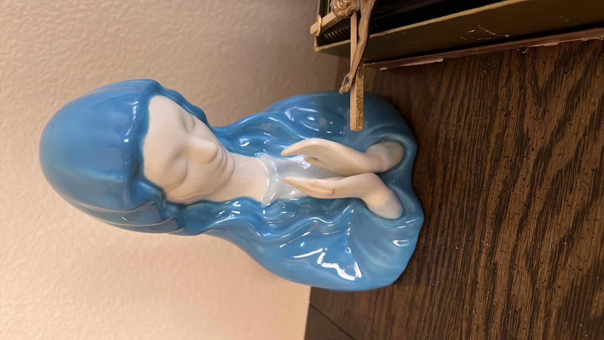 Photo 1 of HOLY BIBLE W RELIGIOUS FIGURINES