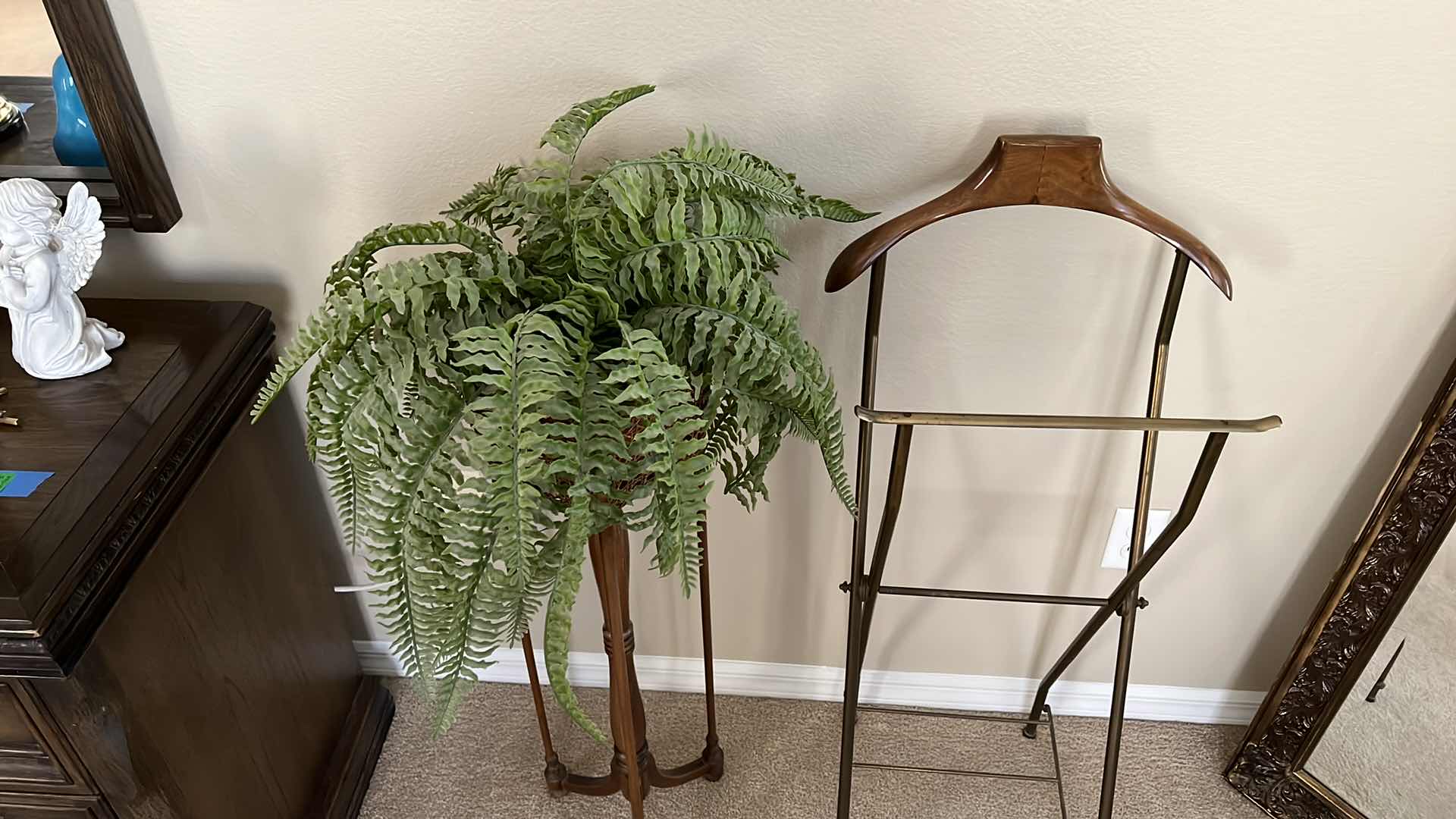 Photo 1 of WOOD PLANT STAND, WOOD SUIT RACK